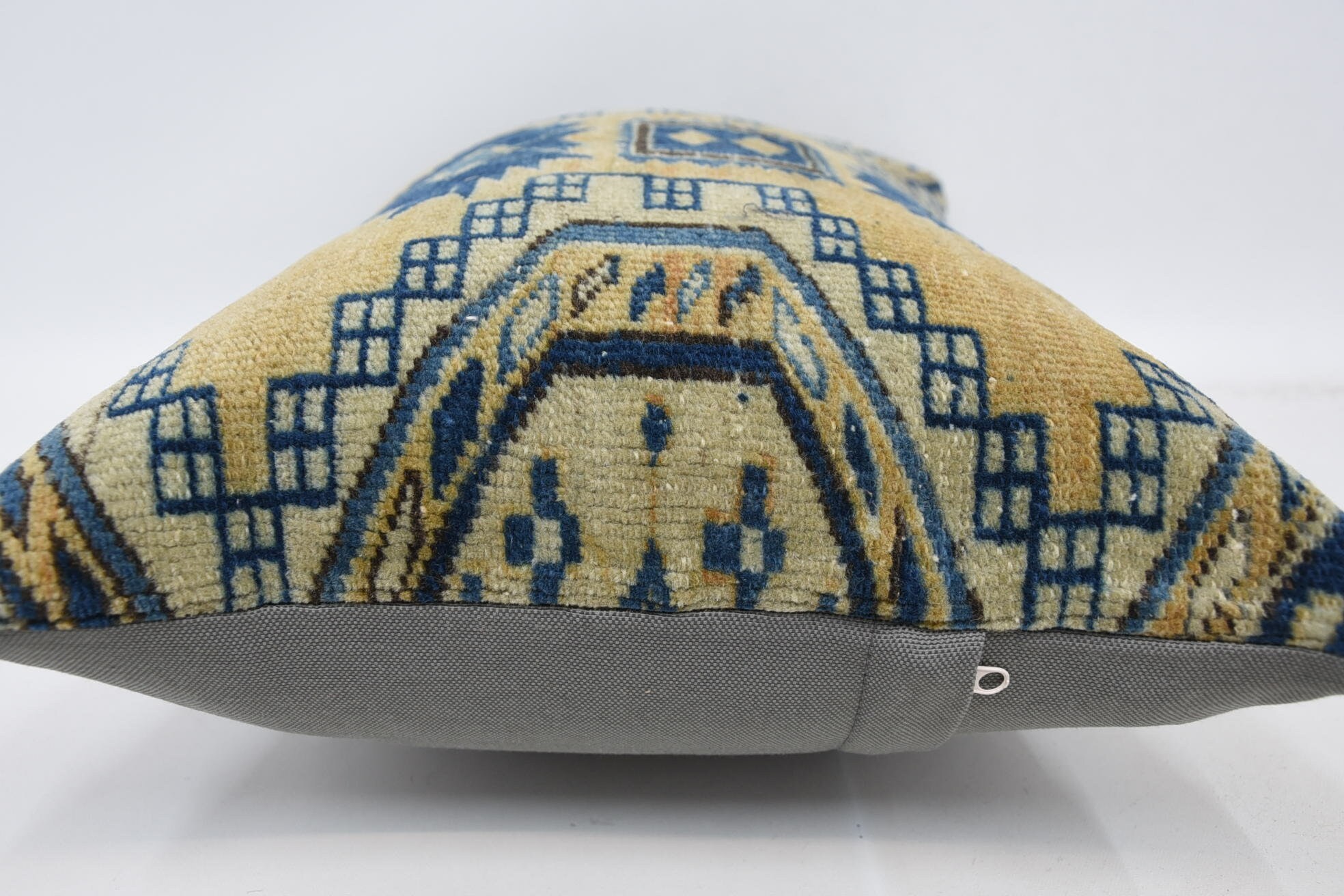 Boho Pillow, Antique Pillows, Kilim Cushion Sham, Decorative Throw Pillow Cover, 16"x24" Blue Cushion, Meditation Cushion Cover