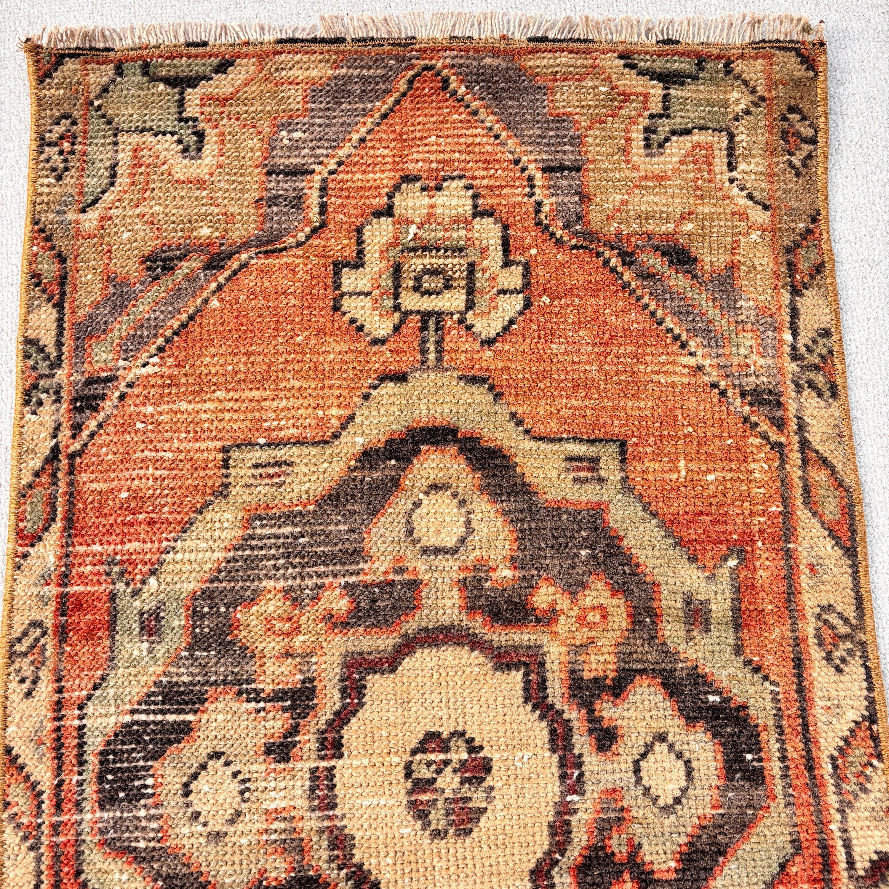 Küçük Vintage Halılar, Türk Halısı, Egzotik Halılar, Boho Halısı, Turuncu Mutfak Halıları, Banyo Halısı, 1.6x2.8 ft Küçük Halılar, Vintage Halı, Lüks Halılar