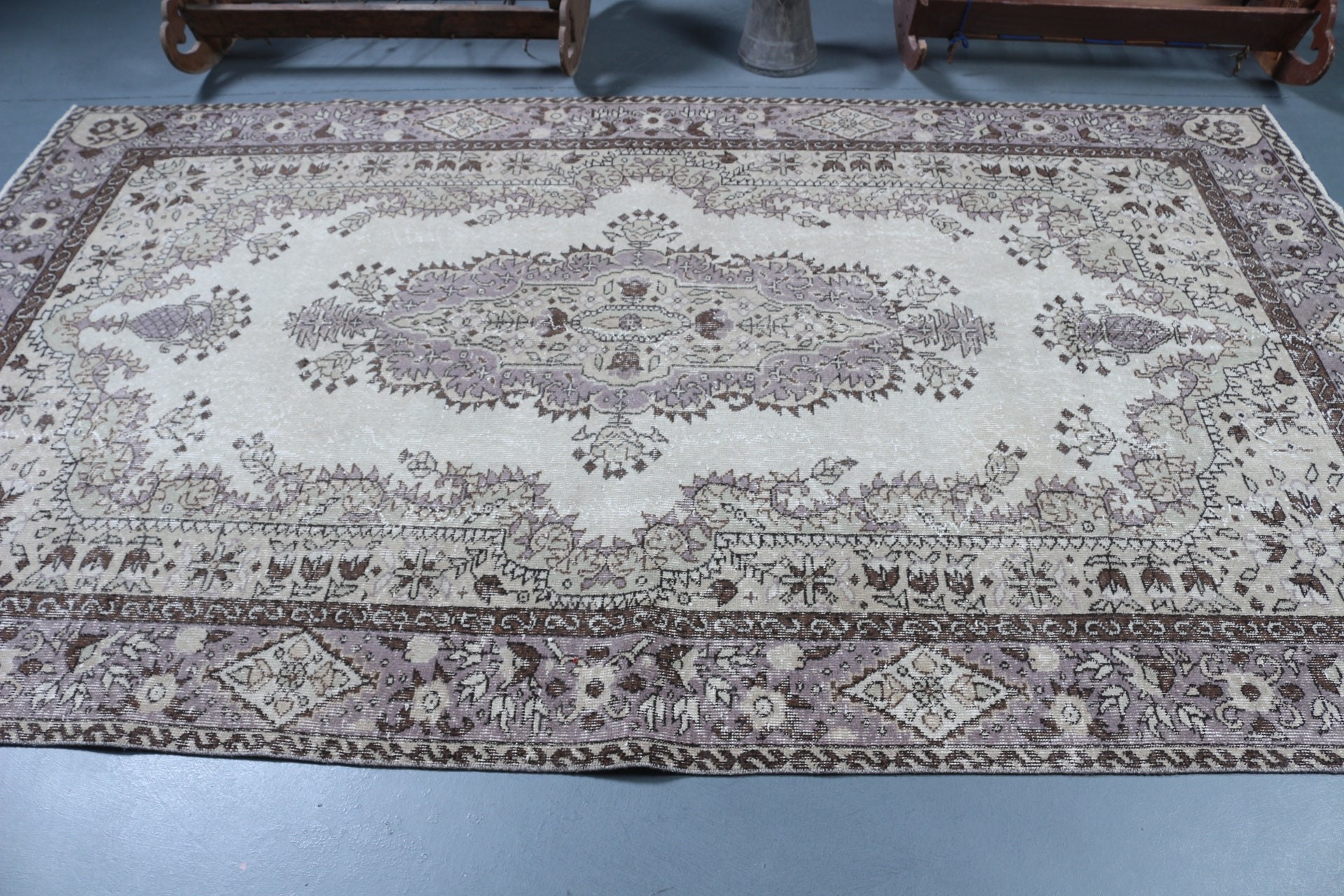 Beige Bedroom Rug, Living Room Rug, Oushak Rugs, 5.7x9.6 ft Large Rug, Turkish Rugs, Pale Rug, Dining Room Rug, Vintage Rug