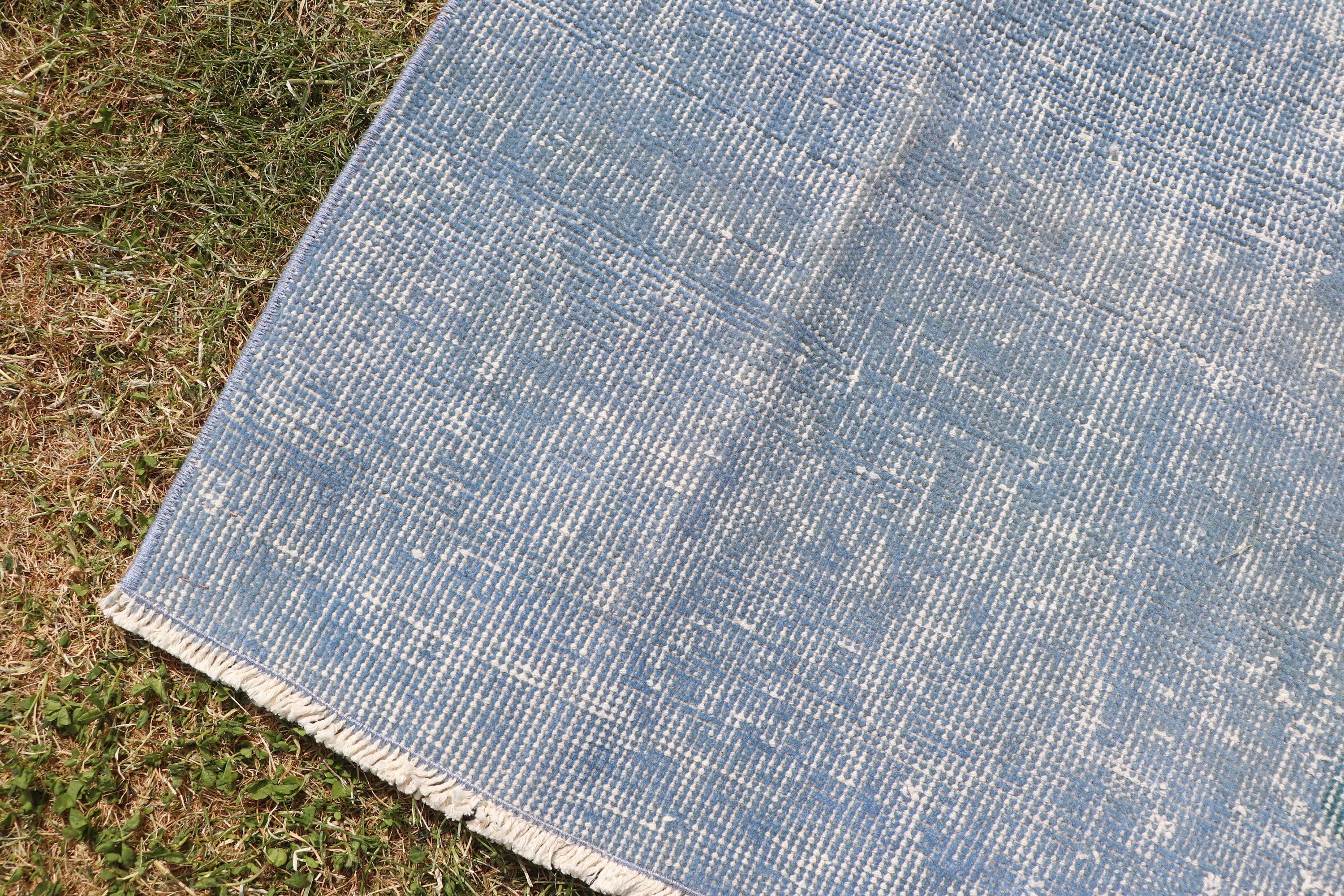 Vintage Rugs, Blue Geometric Rugs, 3.4x6.6 ft Accent Rugs, Boho Accent Rug, Wool Rugs, Turkish Rug, Entry Rug, Modern Rug, Artistic Rugs