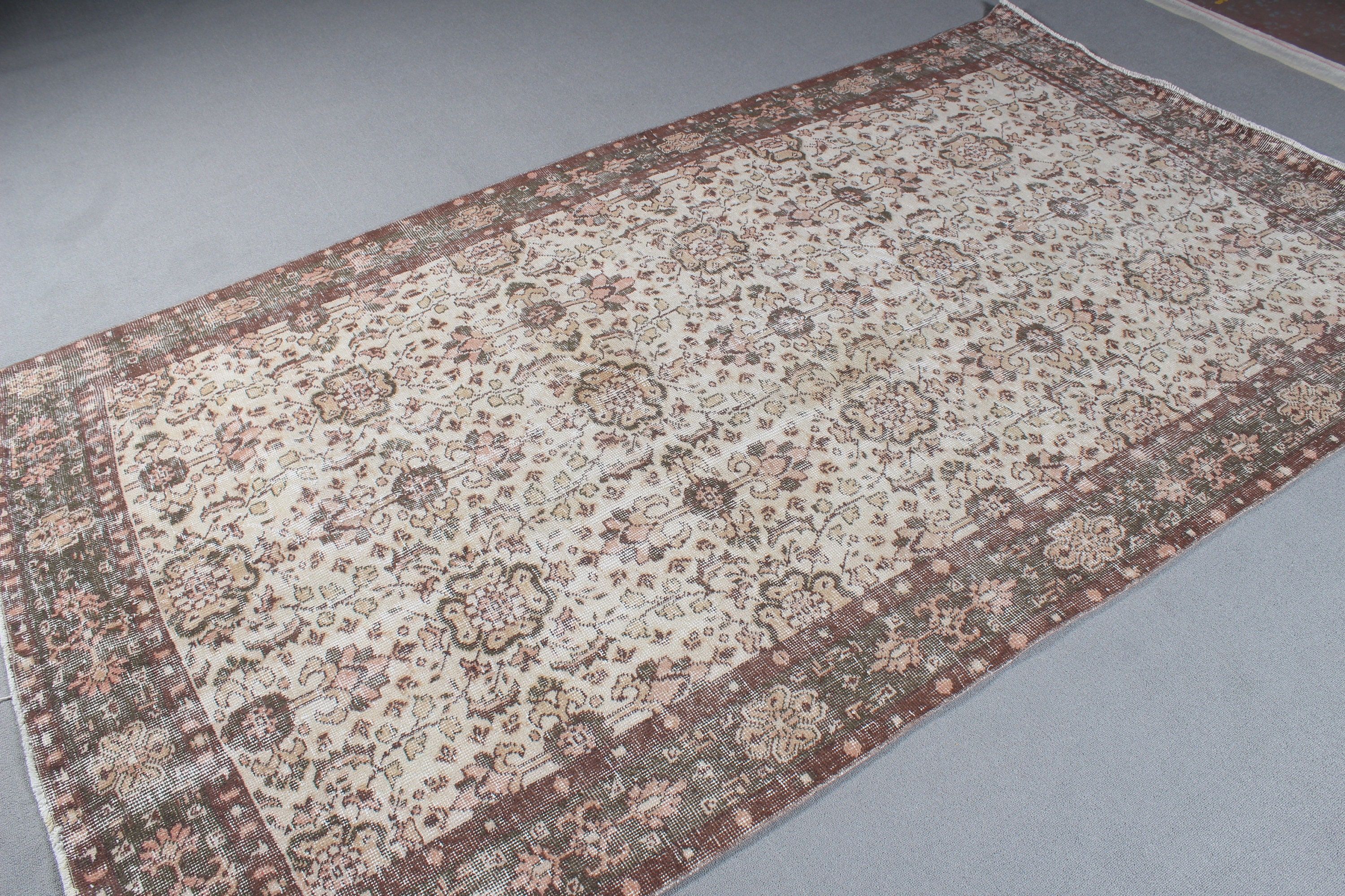 Vintage Rug, Beige Flatweave Rug, 5.1x9.1 ft Large Rug, Outdoor Rugs, Turkish Rug, Oushak Rugs, Luxury Rugs, Dining Room Rug, Salon Rugs