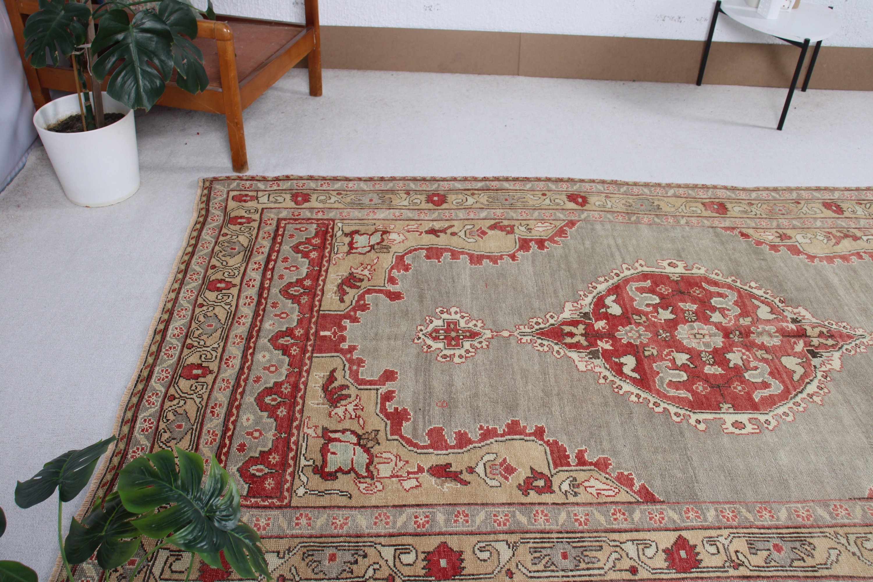 Büyük Vintage Halılar, Büyük Oushak Halı, Gri Fas Halıları, Modern Halı, Vintage Halı, 5.1x8.9 ft Büyük Halı, Türk Halısı, El Dokuma Halılar