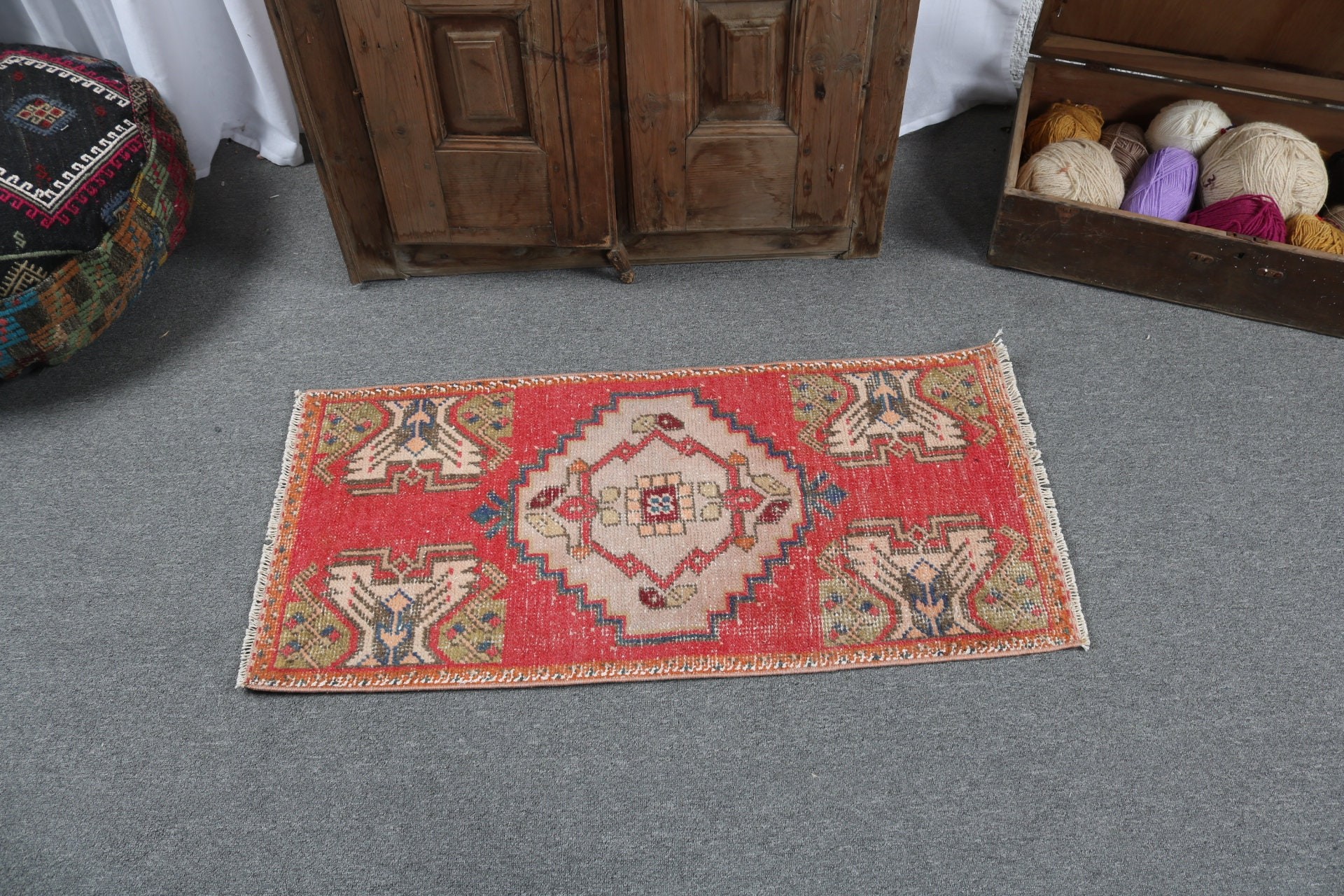 Red Anatolian Rugs, 1.6x3.4 ft Small Rugs, Turkish Rugs, Floor Rugs, Flatweave Rug, Wall Hanging Rug, Car Mat Rugs, Vintage Rug, Luxury Rug