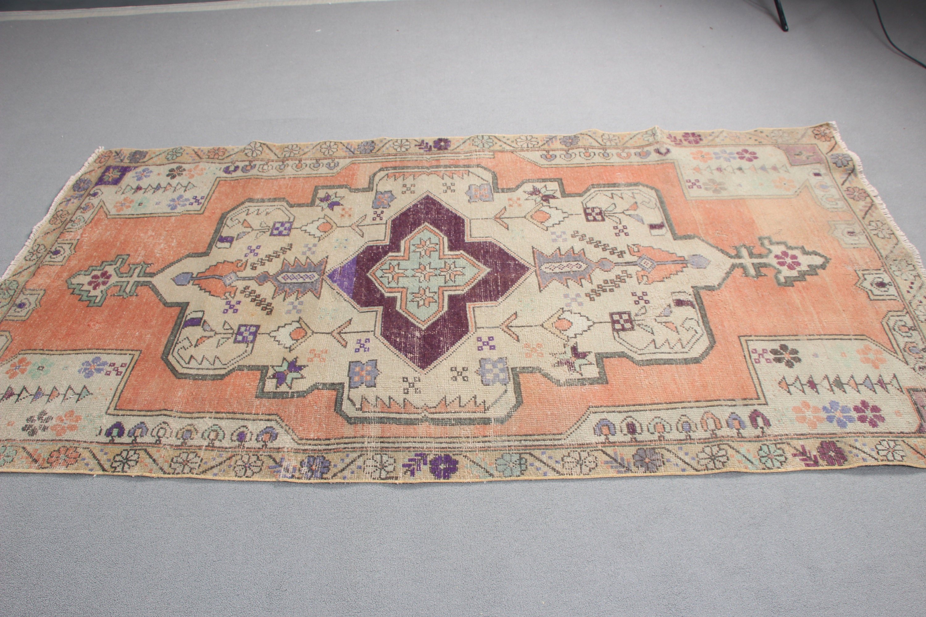 Floor Rug, Moroccan Rugs, Vintage Rug, Bedroom Rug, Anatolian Rug, 4.3x8.1 ft Area Rugs, Ethnic Rugs, Turkish Rug, Orange Neutral Rugs