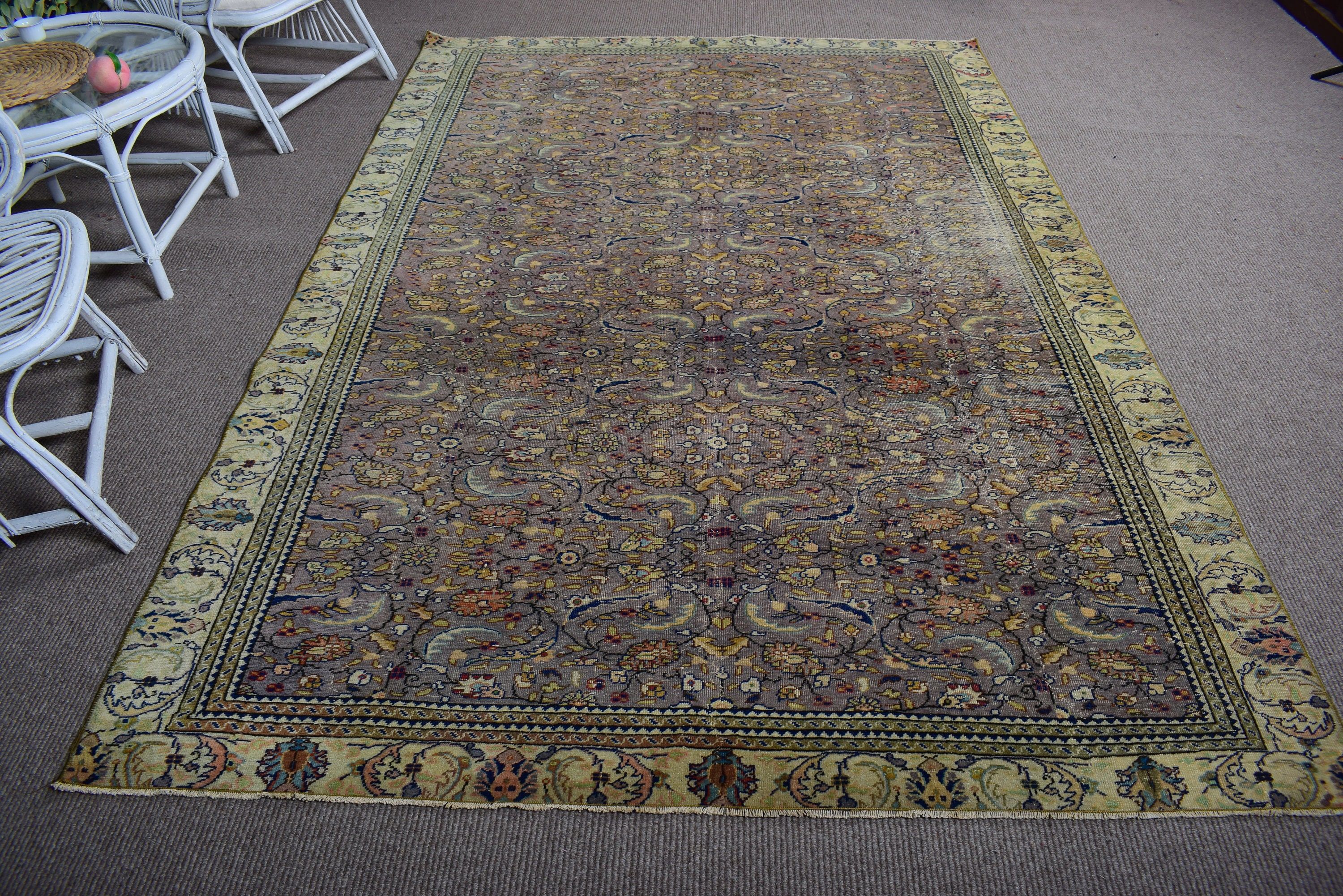 Bohem Halı, Türk Halıları, Mutfak Halıları, Mor Yer Halıları, Vintage Halı, 6x9,1 ft Büyük Halı, Havalı Halı, Yatak Odası Halıları, Büyük Vintage Halılar