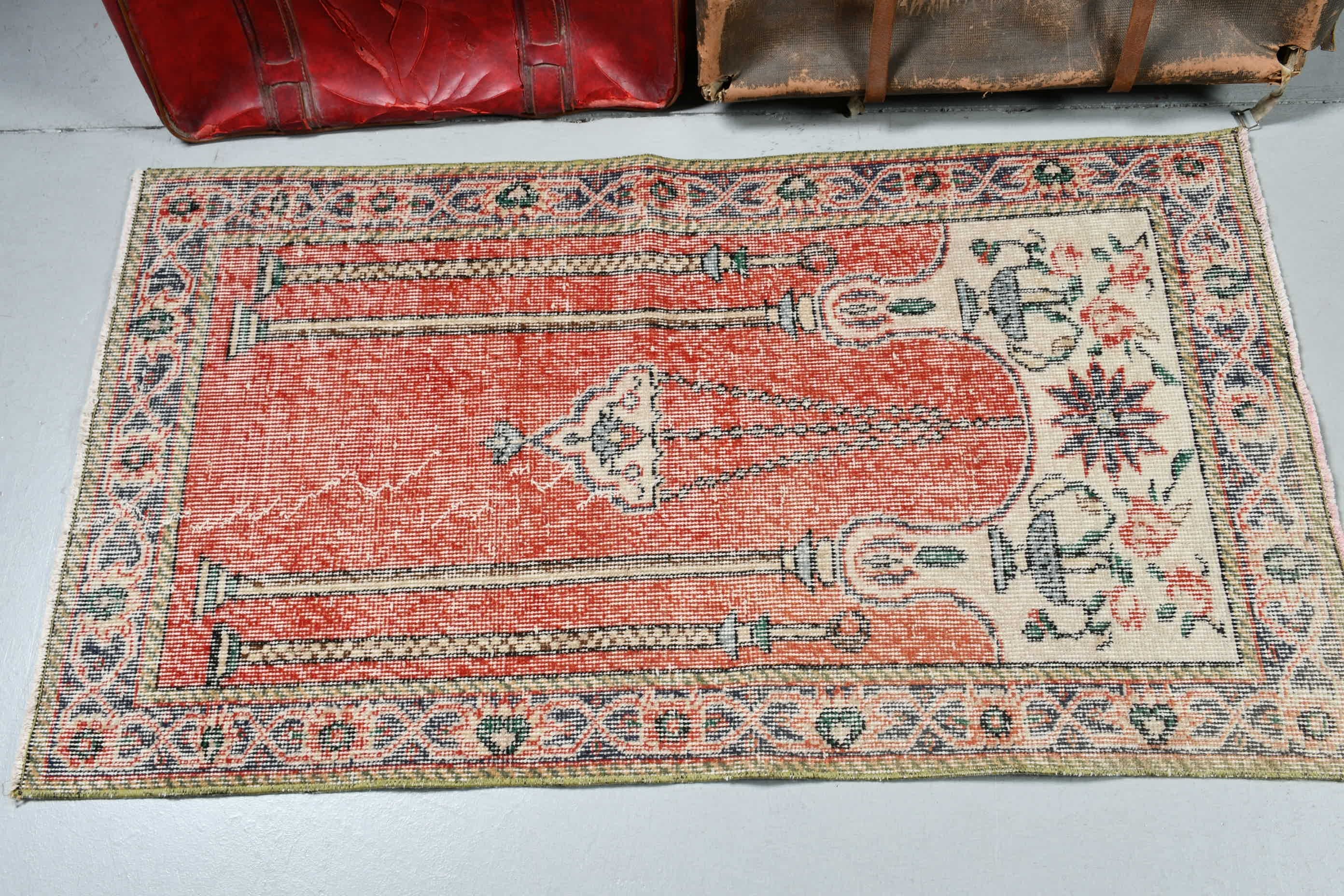 Entry Rug, Nursery Rug, Anatolian Rug, Orange  2.4x4.4 ft Small Rugs, Vintage Rug, Turkish Rugs, Antique Rugs, Handwoven Rug