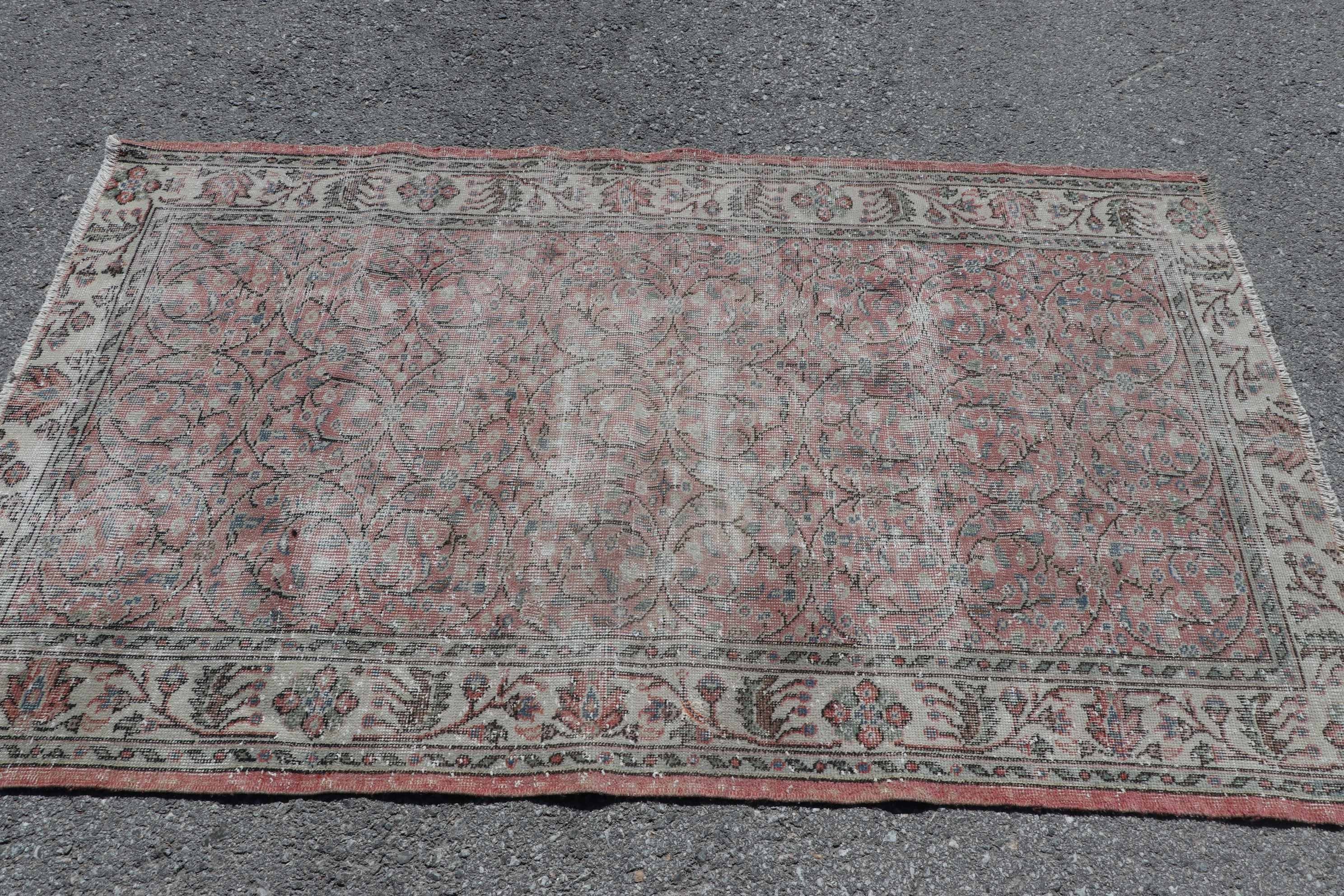 Entry Rug, Vintage Rug, Turkish Rug, Red Anatolian Rugs, 3.8x6.3 ft Accent Rug, Rugs for Entry, Anatolian Rugs, Kitchen Rugs