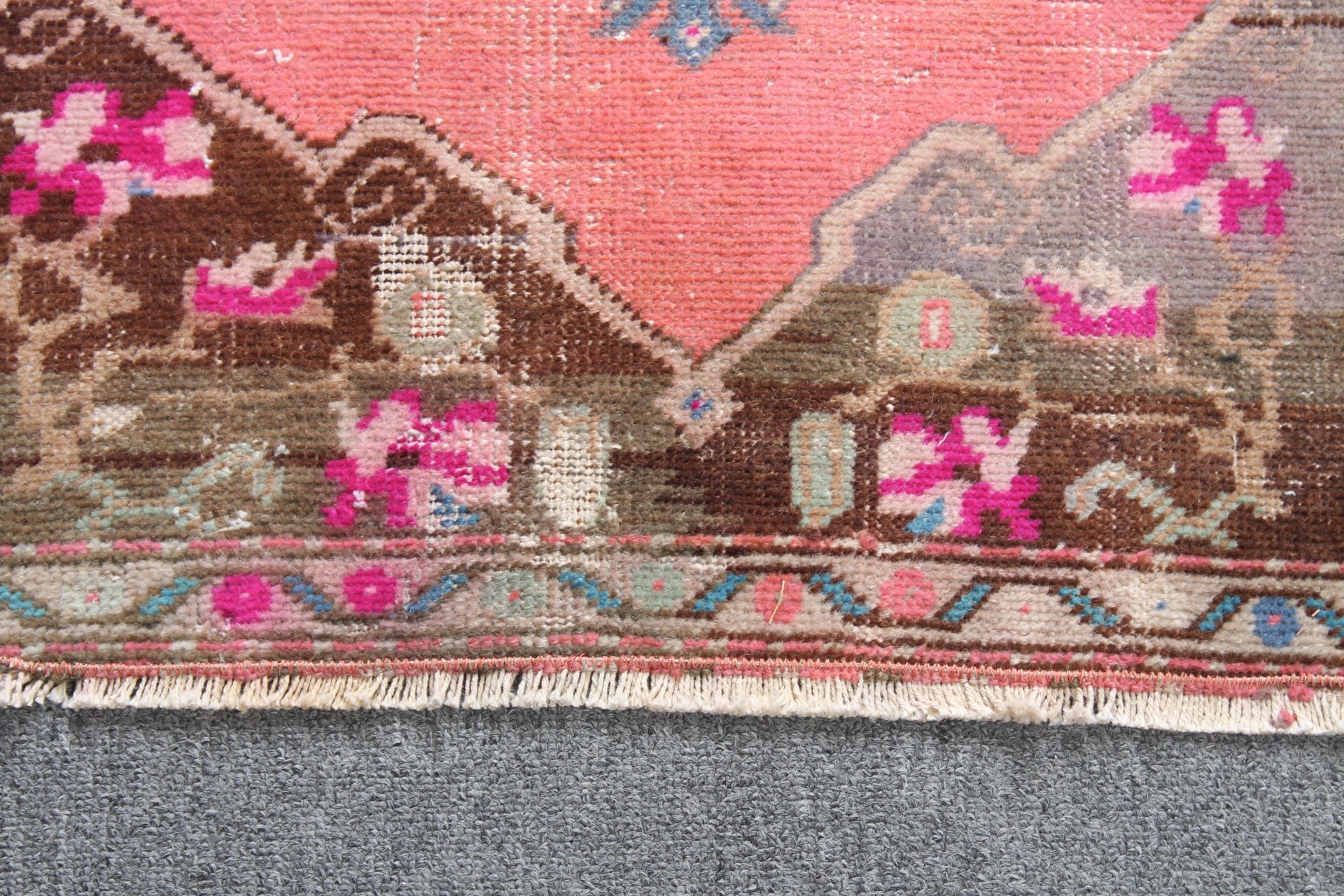 Vintage Halı, Pembe Yer Halısı, Yatak Odası Halısı, Türk Halısı, Özel Halı, Banyo Halısı, 1.7x3.1 ft Küçük Halı, Duvar Asılı Halı