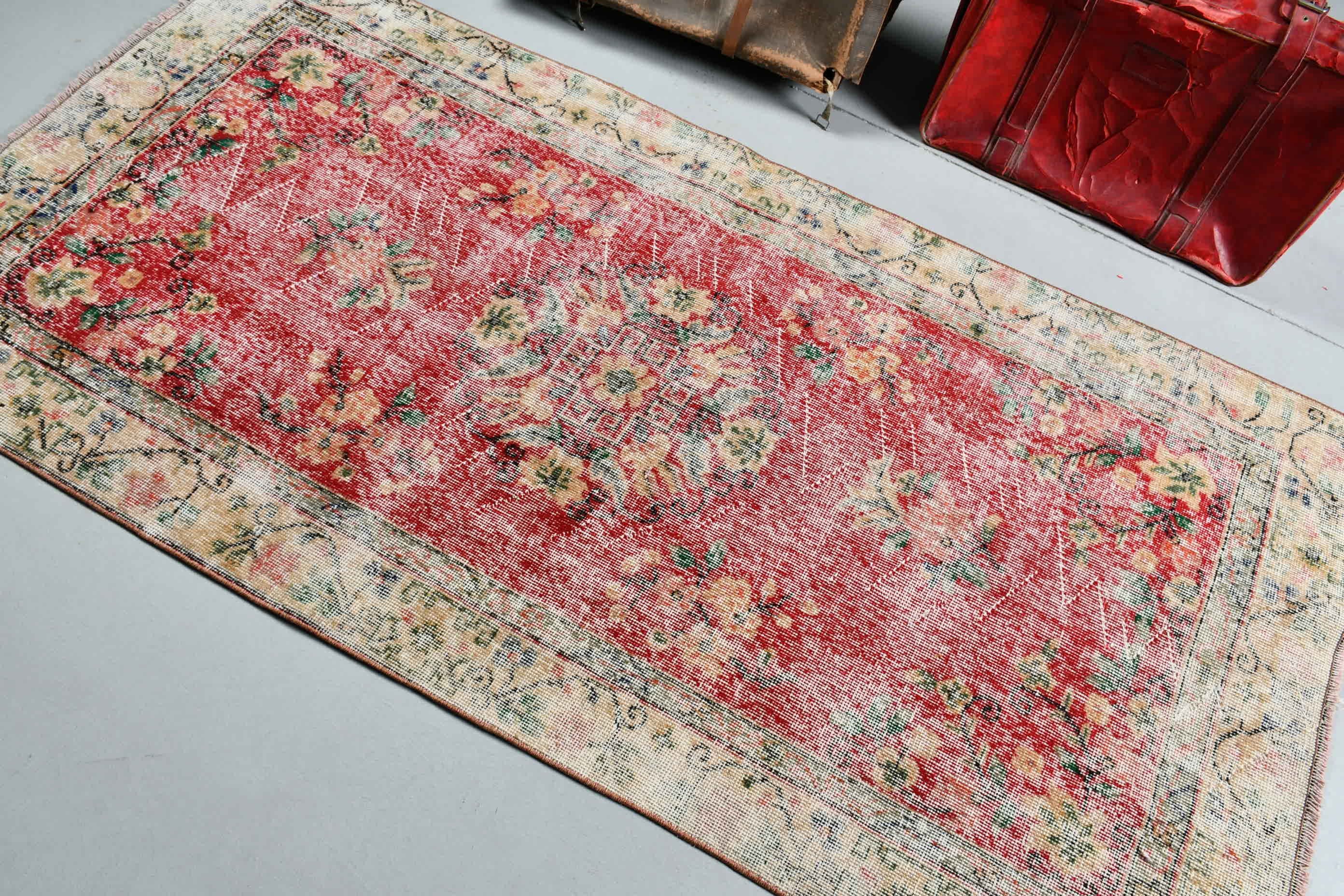 Vintage Rugs, Turkish Rugs, Natural Rug, Dining Room Rug, Red  3.6x7.1 ft Area Rugs, Oushak Rug, Antique Rug, Living Room Rugs