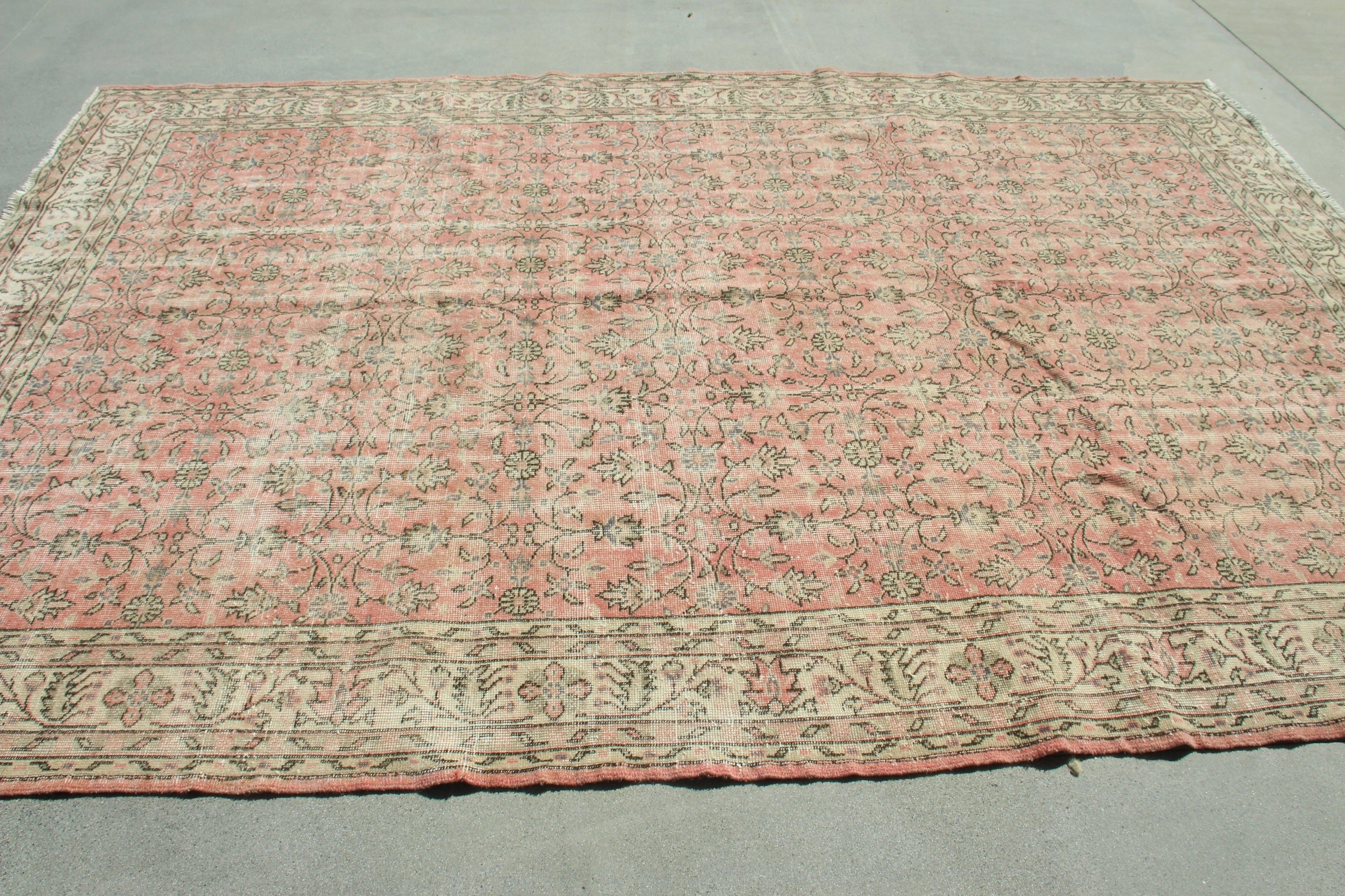 Vintage Halılar, Modern Halılar, 7.2x10.5 ft Büyük Boy Halılar, Pembe Modern Halılar, Büyük Boy Türk Halısı, Türk Halıları, Salon Halısı, Yer Halıları