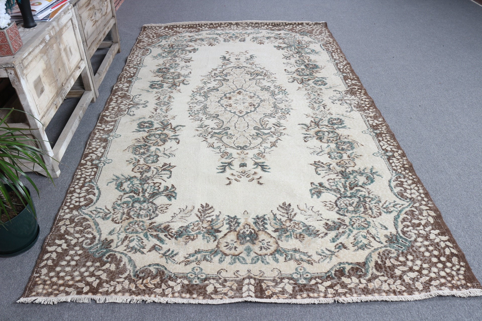 5.6x9.3 ft Büyük Halılar, Vintage Halı, Bej Zemin Halıları, Ev Dekorasyonu Halısı, Türk Halısı, Etnik Halı, Yatak Odası Halısı, Oturma Odası Halısı