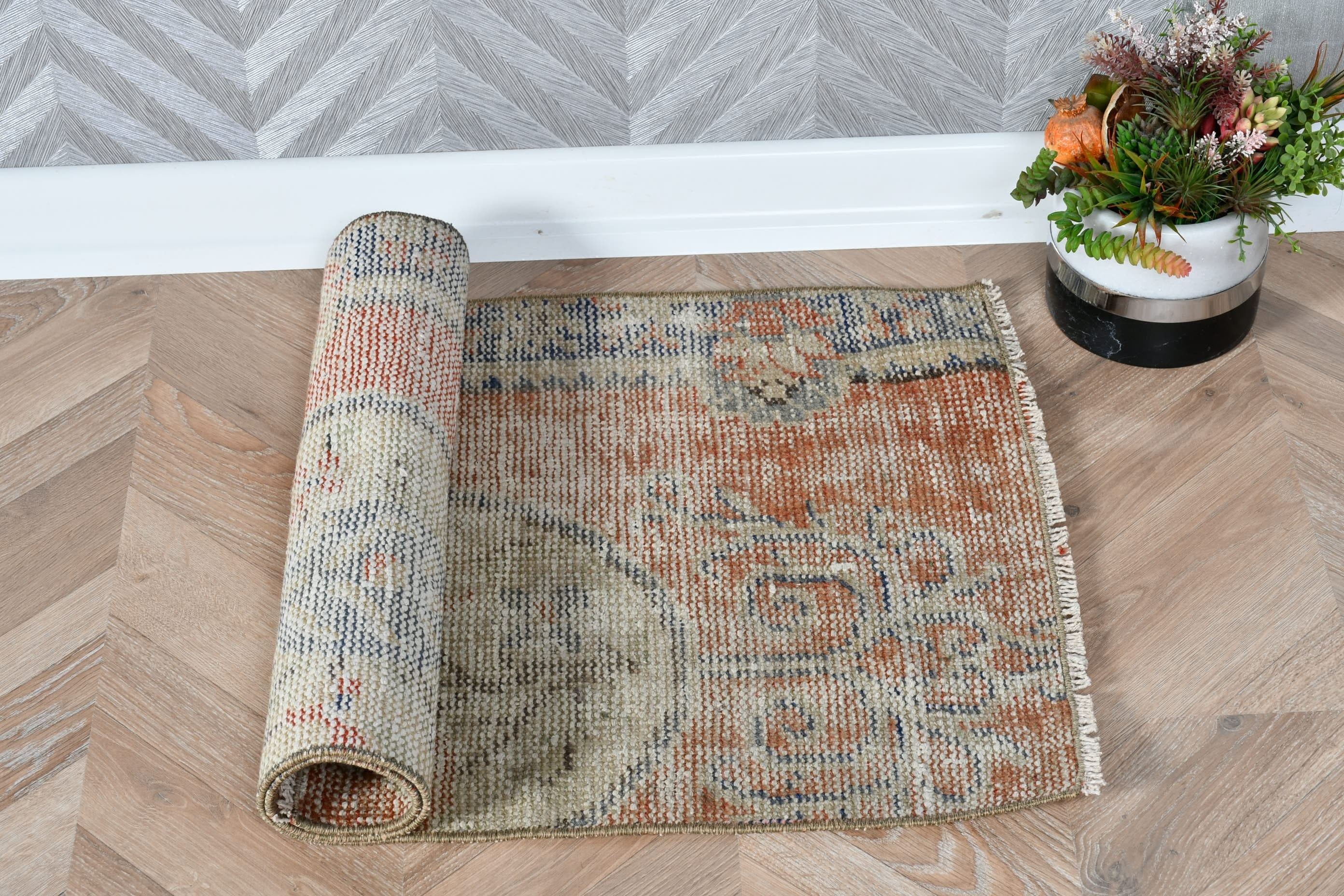 Turkish Rugs, Bath Rug, 1.6x3.2 ft Small Rugs, Rugs for Car Mat, Orange Floor Rug, Vintage Rug, Bedroom Rug, Antique Rugs, Nursery Rug