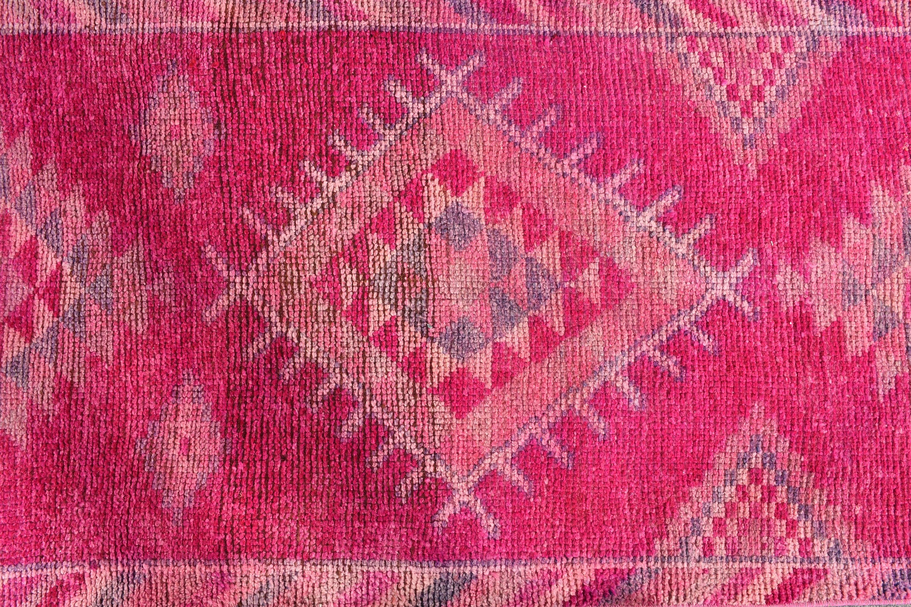 2.7x11.7 ft Runner Rug, Vintage Rug, Corridor Rug, Stair Rugs, Cool Rugs, Turkish Rug, Kitchen Rugs, Rugs for Runner, Pink Wool Rugs