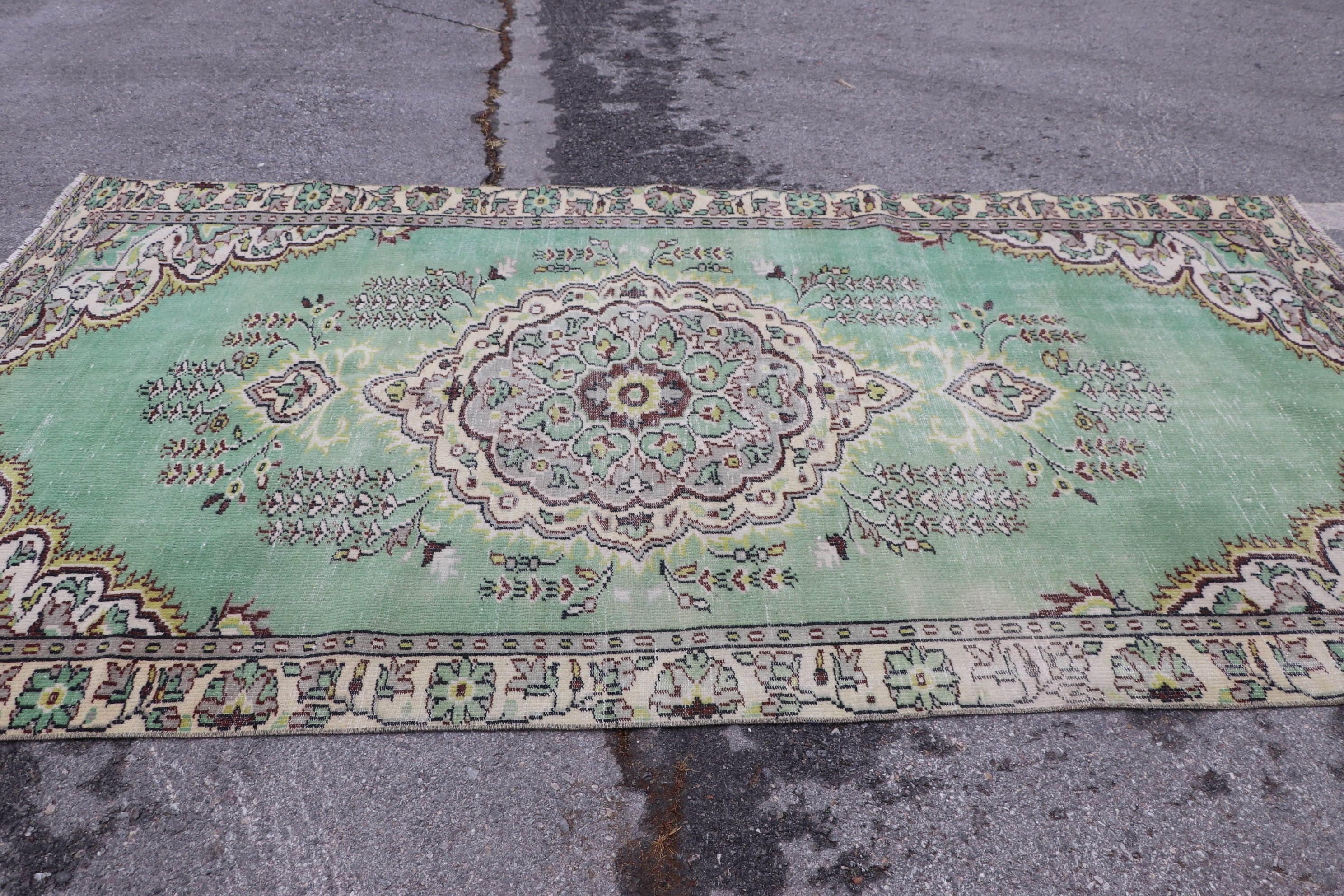 Salon Rug, 5.3x10.5 ft Large Rug, Wool Rug, Turkish Rug, Living Room Rugs, Vintage Rug, Organic Rugs, Green Oushak Rugs, Oushak Rugs