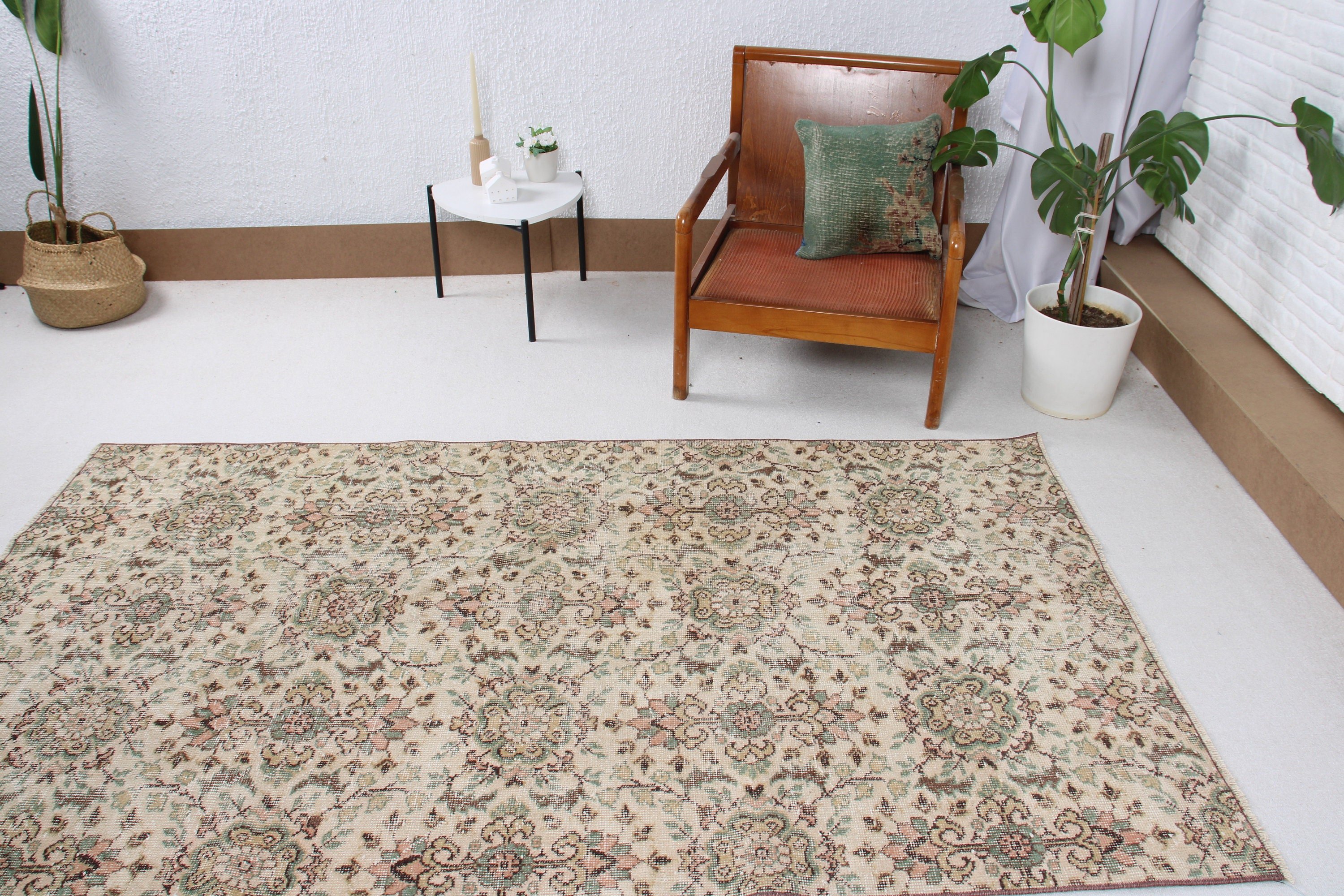 Vintage Halılar, Bej El Dokuma Halılar, Türk Halısı, Mutfak Halısı, Açıklama Halıları, Anadolu Halıları, Çocuk Halıları, 4,3x7,6 ft Alan Halıları, Boho Halısı