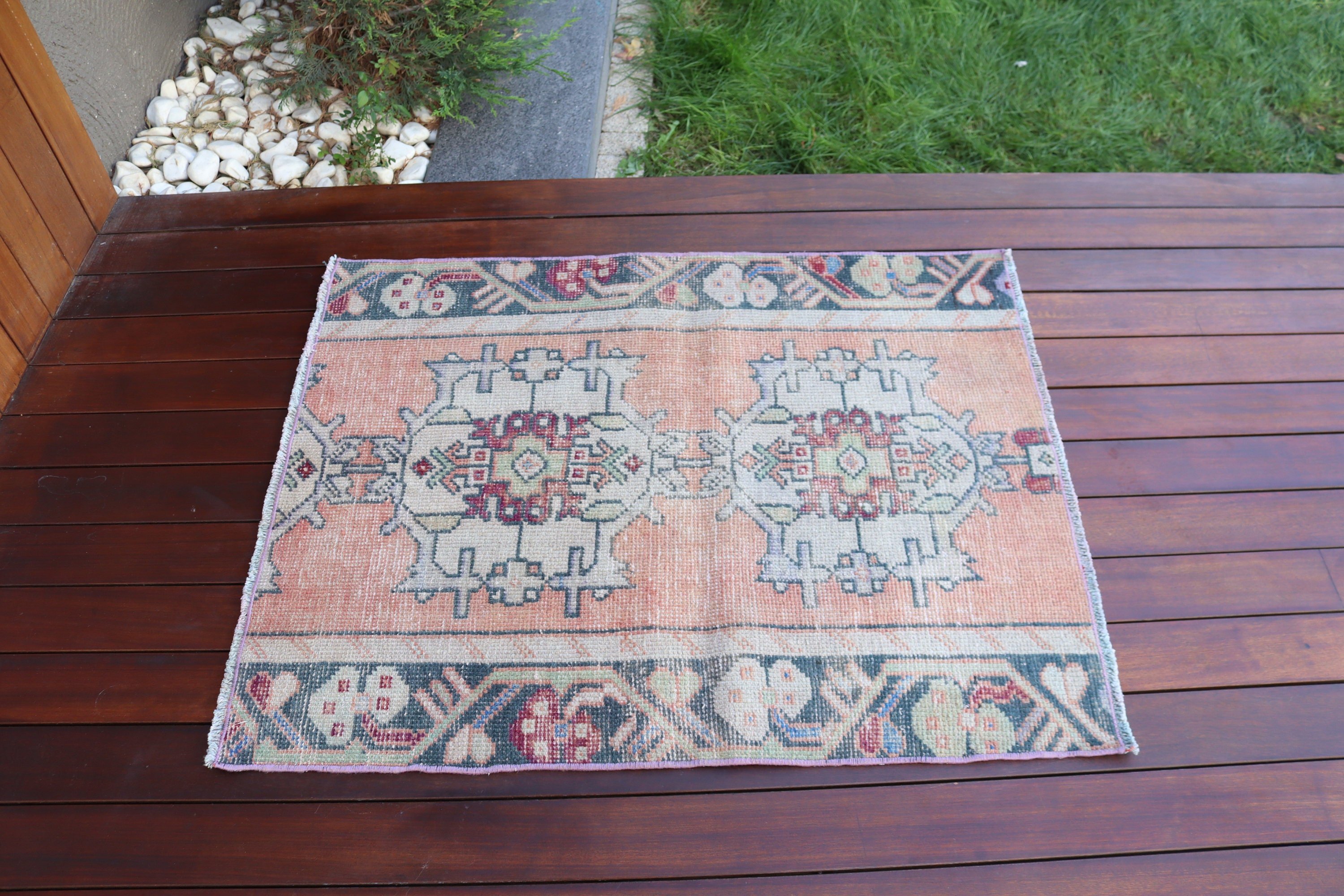 Turuncu Oushak Halıları, 2,7x3,4 ft Küçük Halılar, Düz Dokuma Halı, Vintage Halılar, Türk Halıları, Egzotik Halılar, Araba Paspas Halıları, Lüks Halılar, Çocuk Halıları