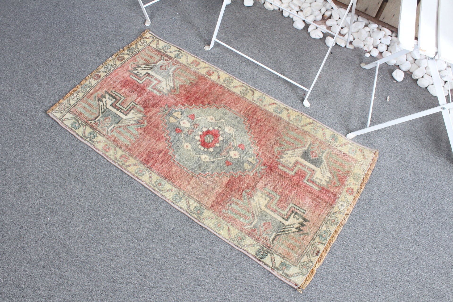 1.7x3.3 ft Small Rug, Rugs for Entry, Turkish Rug, Entry Rug, Vintage Rugs, Oriental Rug, Kitchen Rug, Red Oriental Rug