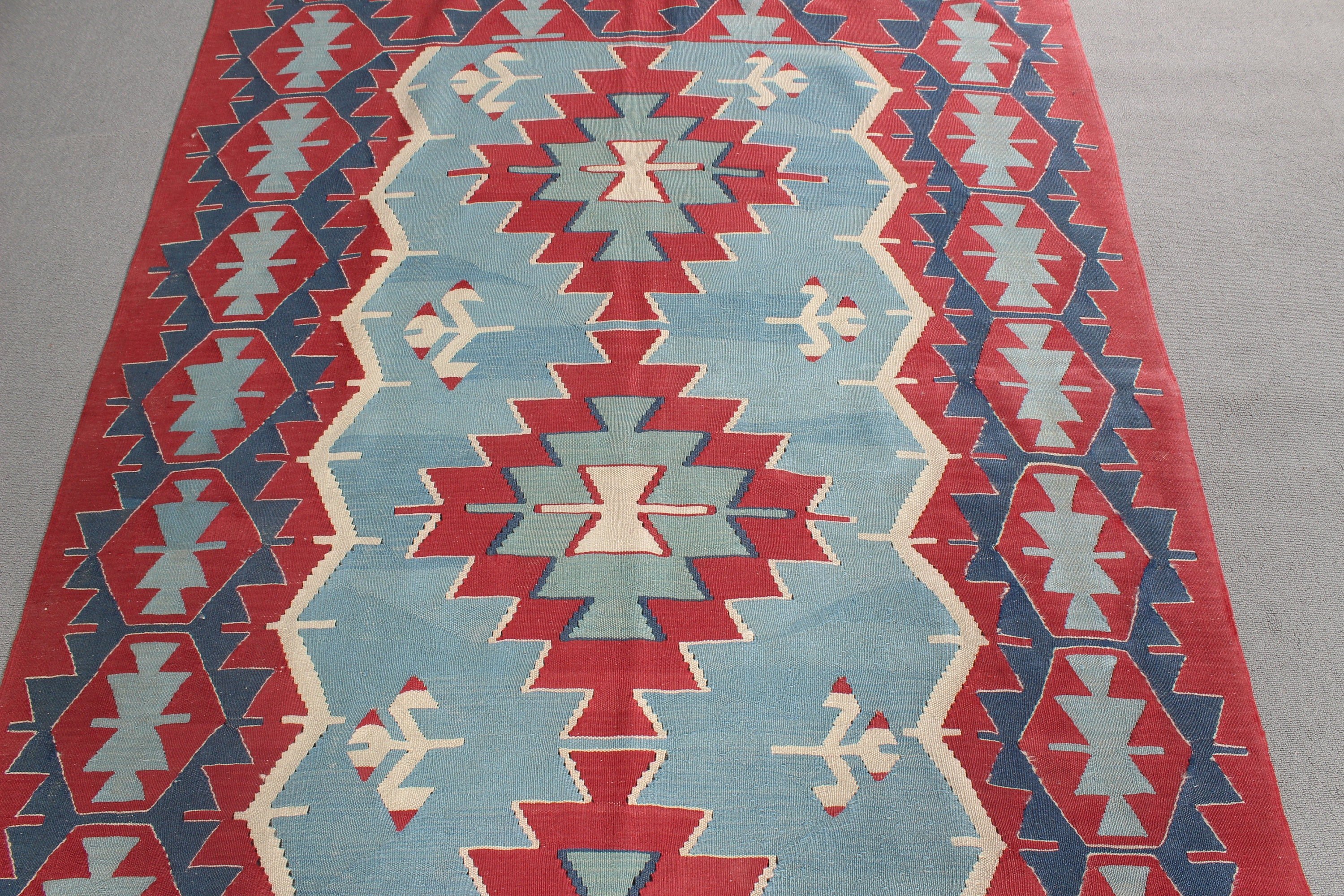 Yemek Odası Halıları, Yatak Odası Halısı, Vintage Halılar, Kırmızı Lüks Halı, Türk Halısı, Oturma Odası Halıları, El Dokuma Halı, Kilim, 4.6x6.7 ft Alan Halıları