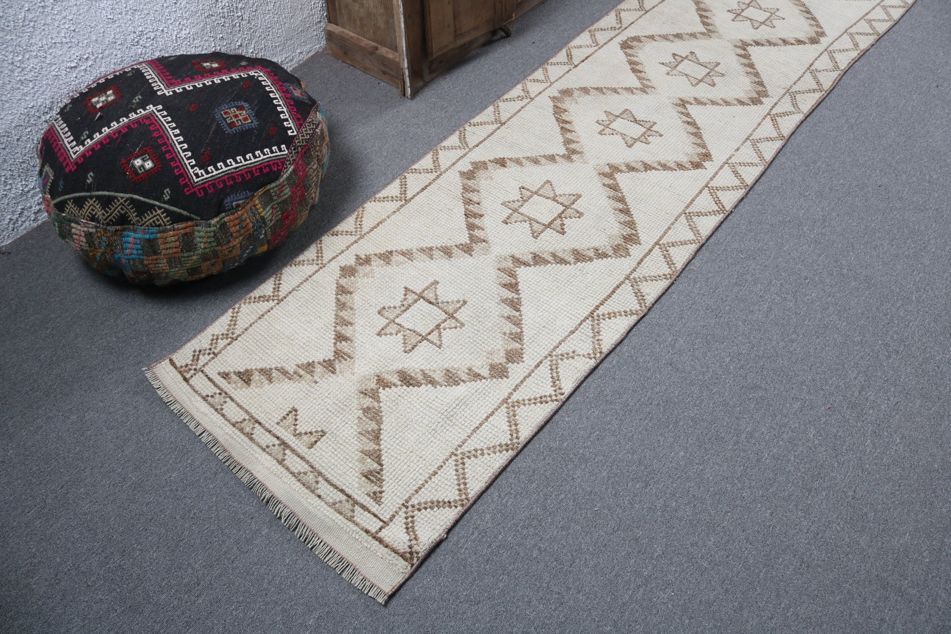 Hallway Rug, Modern Rugs, Turkish Rug, Aztec Rug, Long Runner Rug, Cool Rugs, Vintage Rugs, 2.3x12.1 ft Runner Rugs, Beige Handwoven Rugs