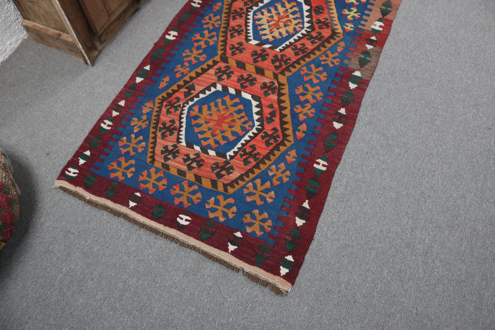 Düz Dokuma Halılar, Giriş Halıları, 2,9x7,1 ft Aksan Halıları, El Dokuma Halıları, Mutfak Halısı, Turuncu Modern Halı, Vintage Halılar, Türk Halıları, Kilim