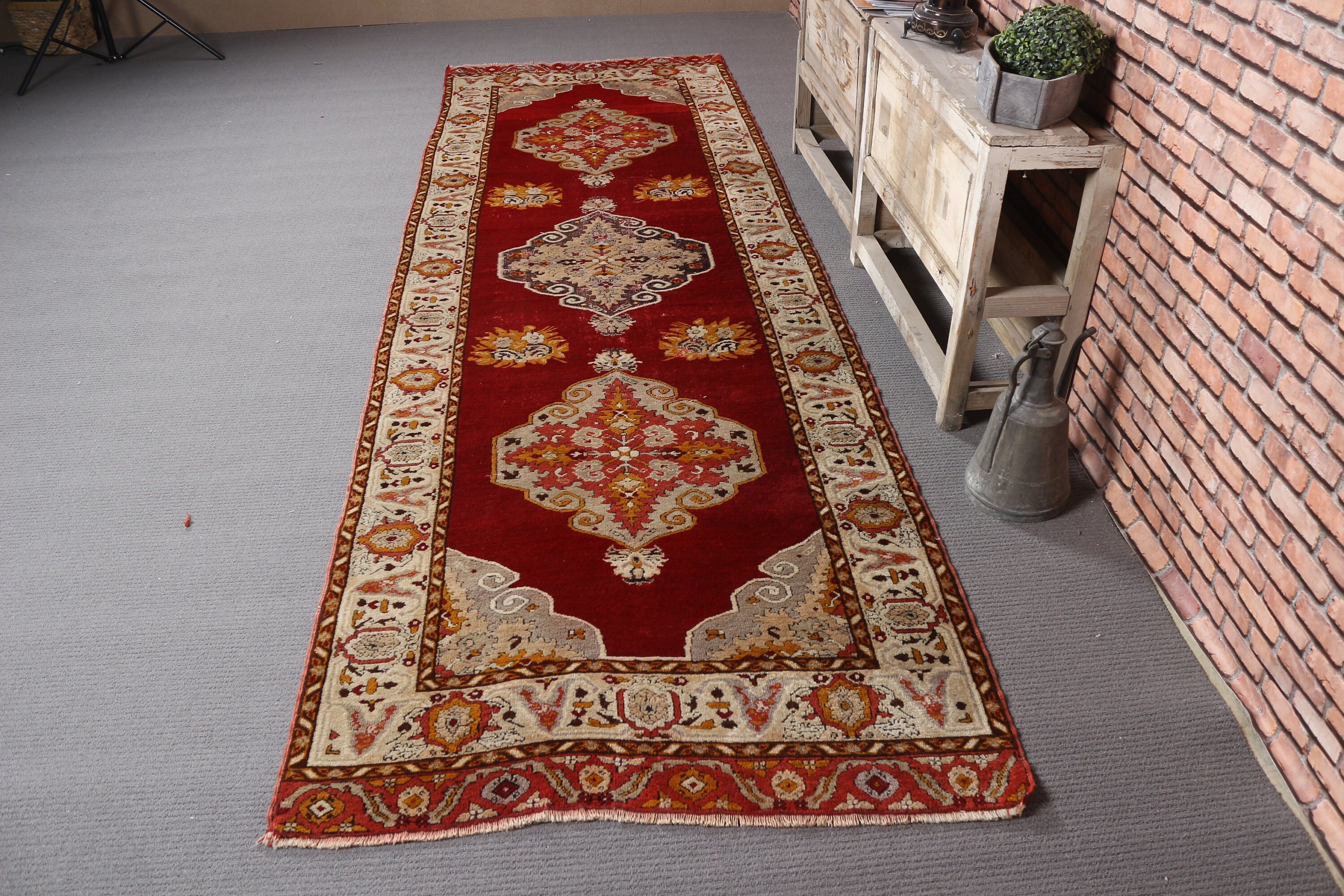 Vintage Rugs, Moroccan Rugs, Rugs for Stair, Kitchen Rug, Stair Rug, Turkish Rugs, 3.5x11.4 ft Runner Rug, Bedroom Rug, Red Anatolian Rugs