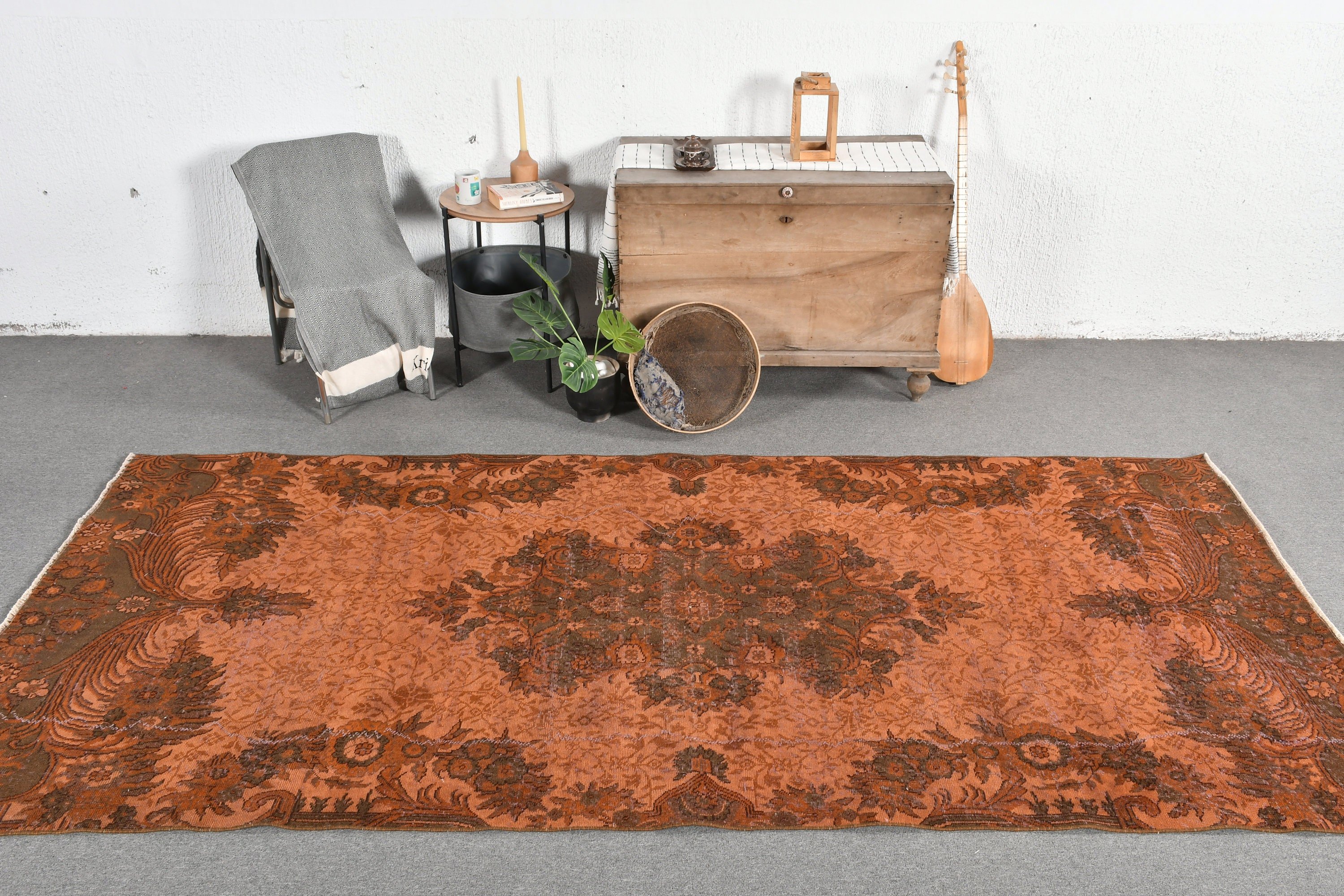 Antique Rug, Dining Room Rug, Living Room Rug, Vintage Rug, Brown Home Decor Rug, Art Rug, Turkish Rug, Oushak Rugs, 4.9x10.4 ft Large Rugs