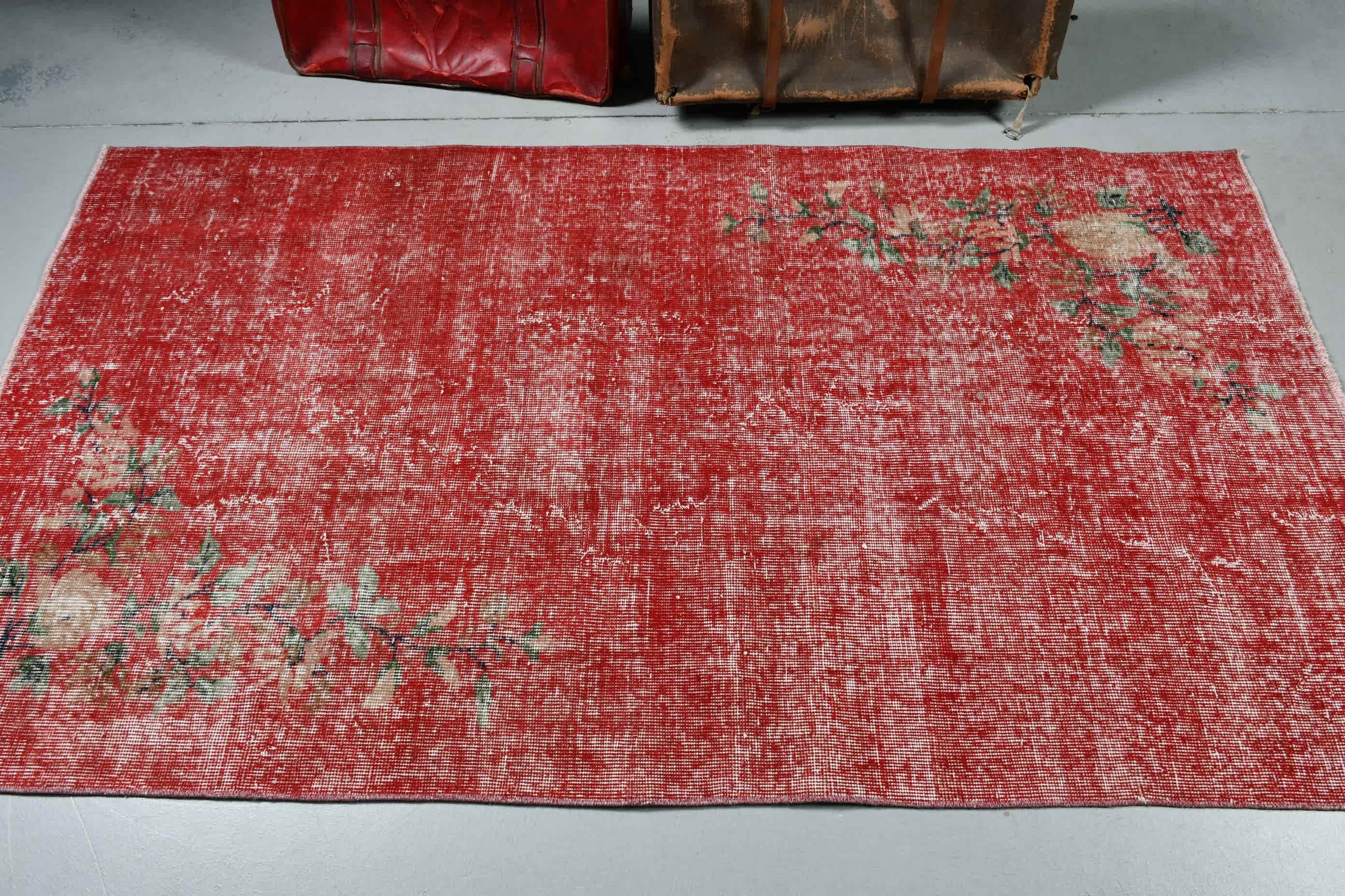 3.8x6.7 ft Area Rugs, Rugs for Area, Moroccan Rug, Red Cool Rugs, Wool Rug, Vintage Rugs, Nursery Rugs, Kitchen Rug, Retro Rug, Turkish Rug