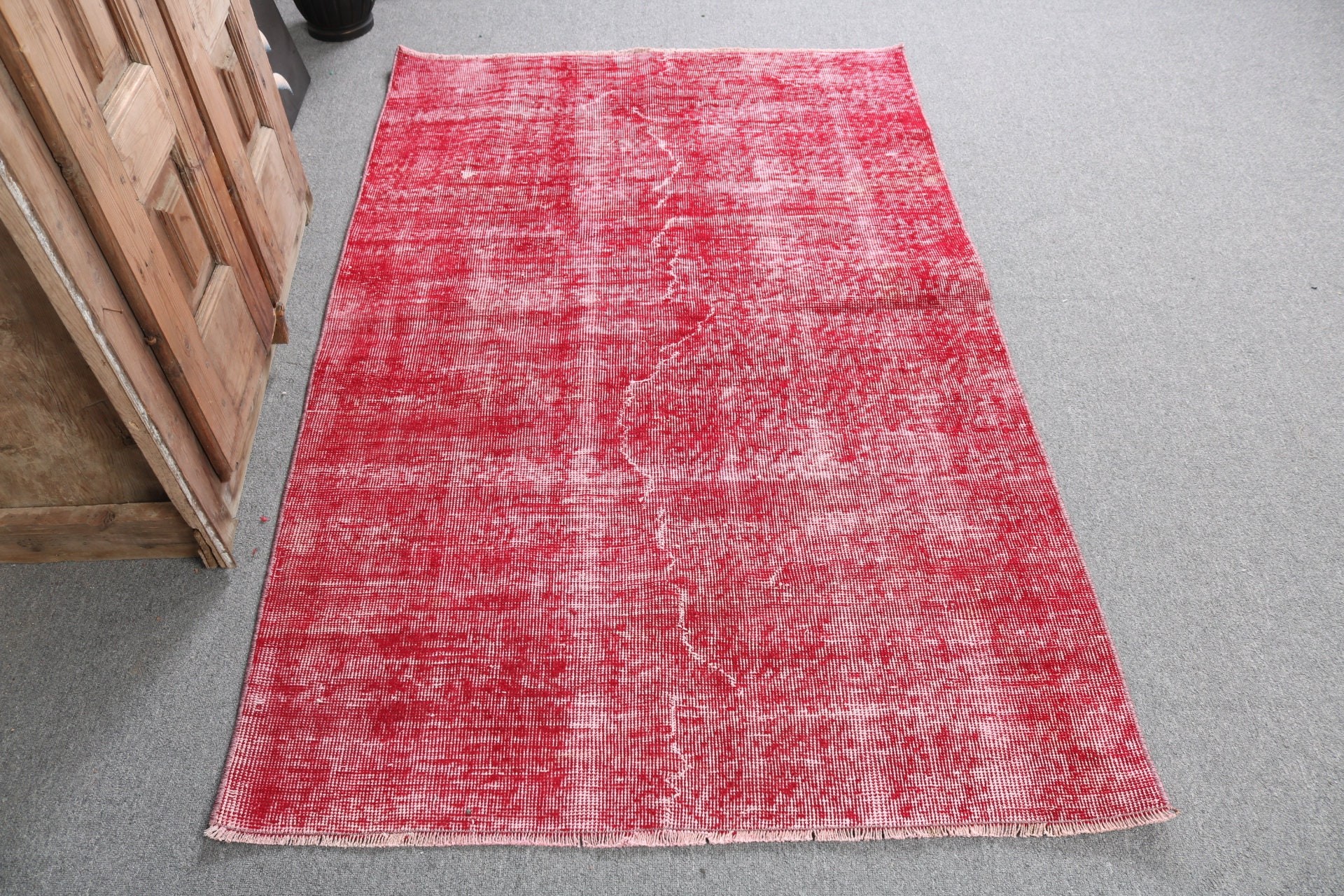 Anatolian Rugs, Turkish Rugs, Red Luxury Rug, 3.7x5.9 ft Accent Rugs, Handwoven Rug, Bedroom Rugs, Rugs for Vintage Accent, Vintage Rugs