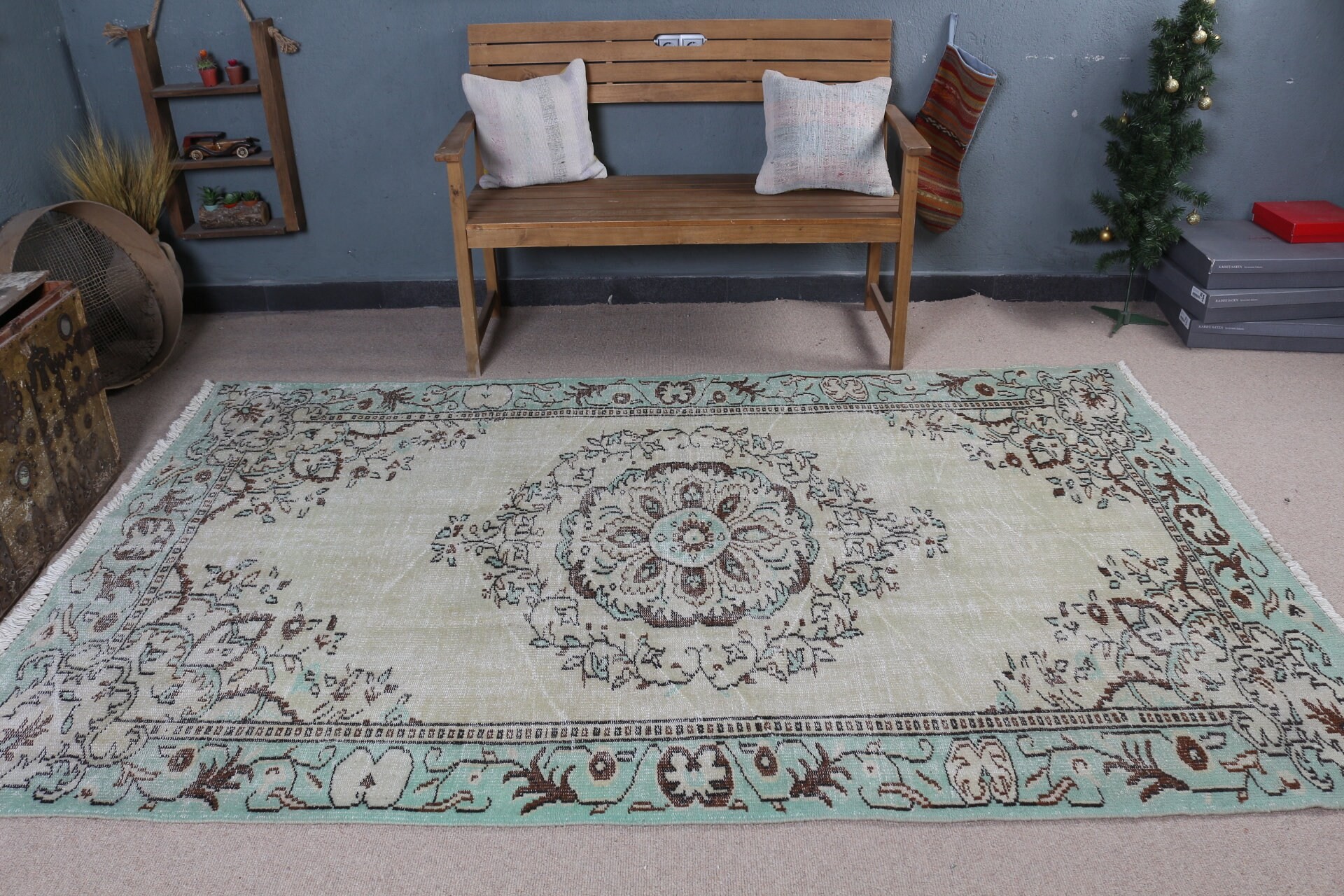 Beige Cool Rugs, Living Room Rug, Antique Rug, Vintage Rug, Turkish Rug, Dining Room Rug, Floor Rug, 5.3x8.6 ft Large Rugs, Distressed Rug