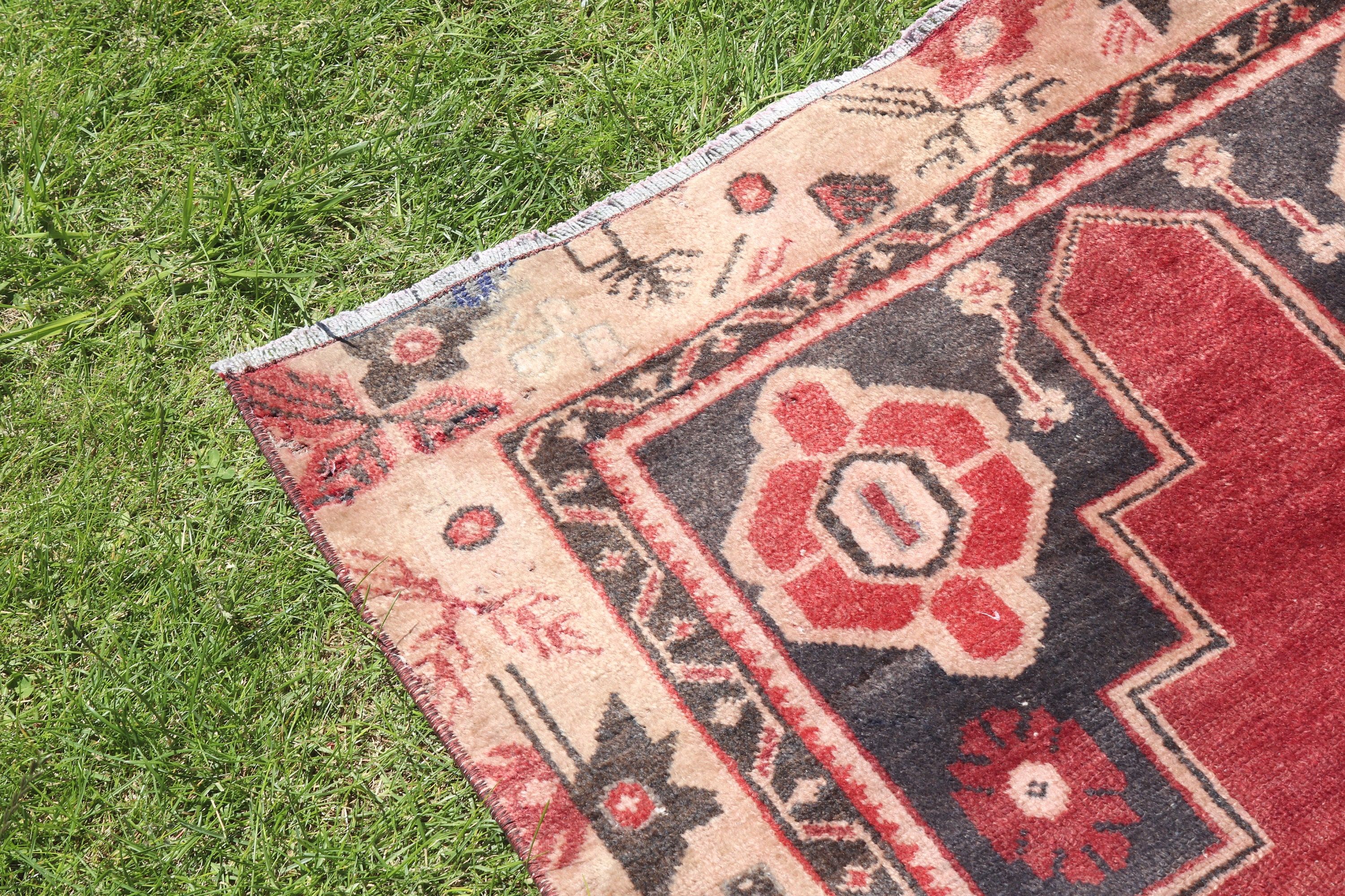 Entry Rugs, Turkish Rugs, Vintage Rugs, Oushak Rugs, Red Home Decor Rugs, 3.1x6.3 ft Accent Rug, Neutral Rug, Rugs for Vintage Accent