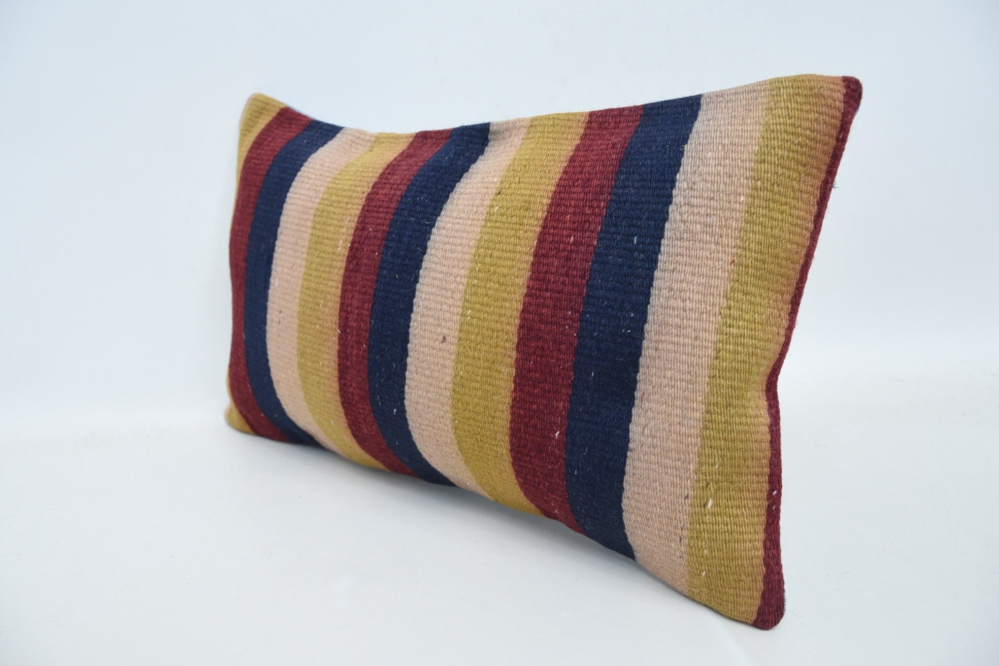 Wool Kilim Pillow Cushion Cover, Handmade Kilim Cushion, Throw Kilim Pillow, Interior Designer Pillow, 12"x20" Red Pillow