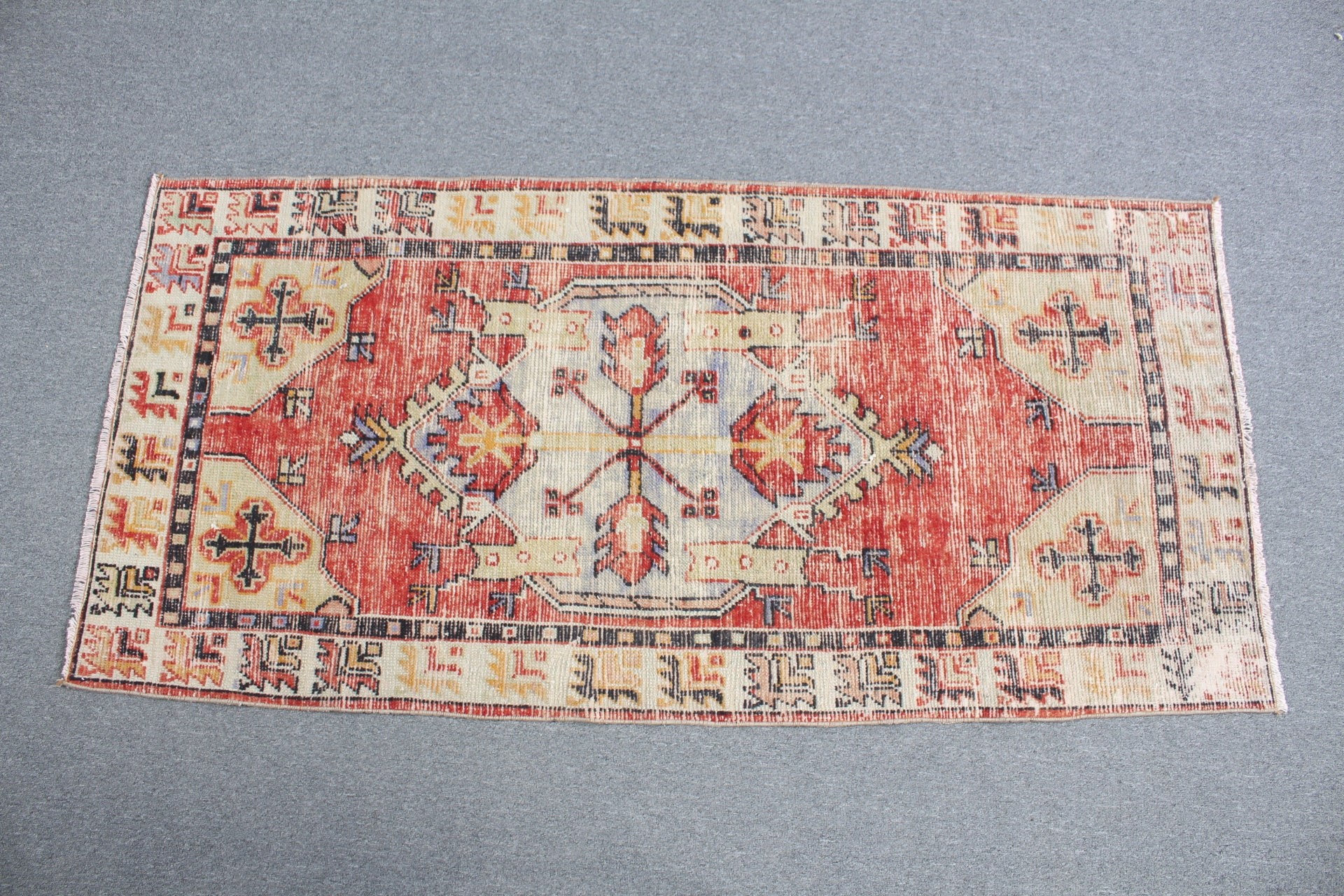 Cute Rugs, Kitchen Rugs, 2.6x5.4 ft Small Rug, Turkish Rugs, Cool Rug, Bathroom Rugs, Red Anatolian Rug, Rugs for Door Mat, Vintage Rug