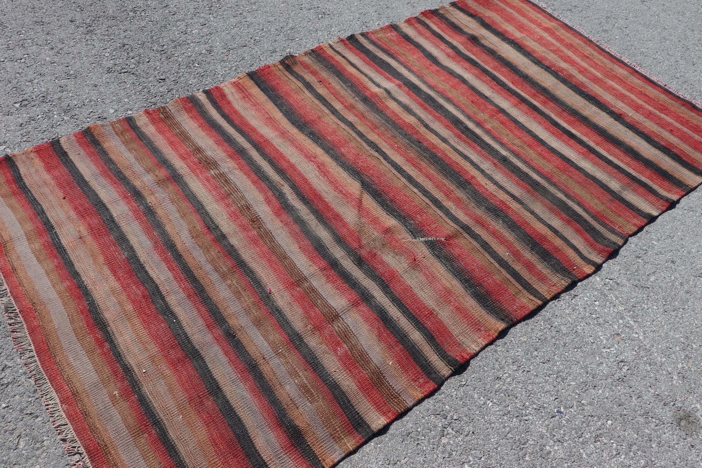 Anatolian Rug, Dining Room Rug, Kilim, Vintage Rug, 4.2x7.9 ft Area Rug, Turkish Rug, Red Bedroom Rugs, Antique Rugs, Living Room Rug