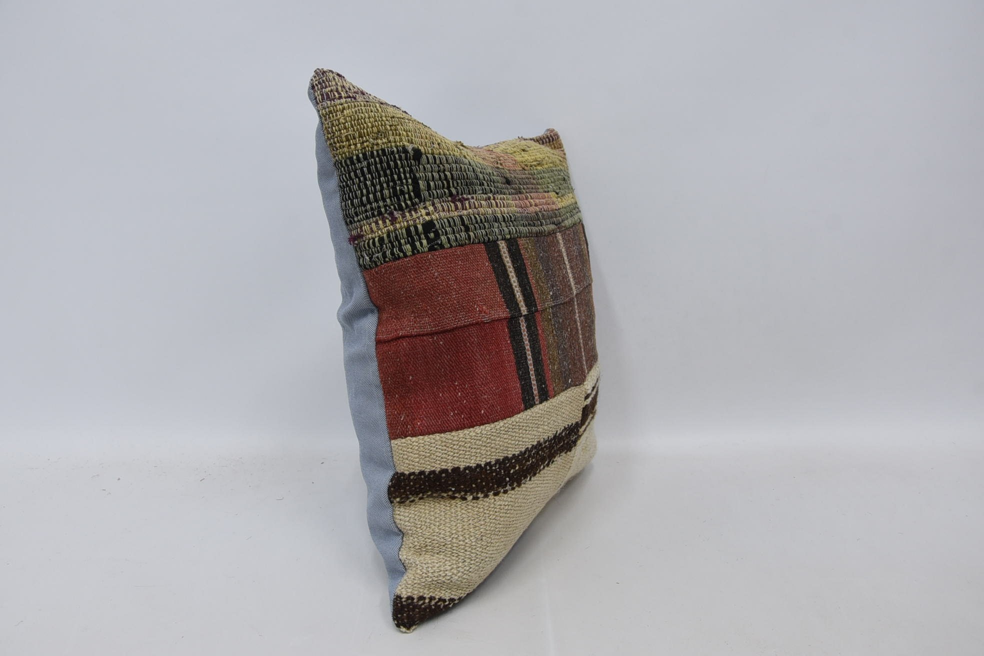 Boho Pillow, Throw Kilim Pillow, 18"x18" Brown Pillow Sham, Handmade Kilim Cushion, Boho Throw Pillow Sham, Southwestern Pillow Case