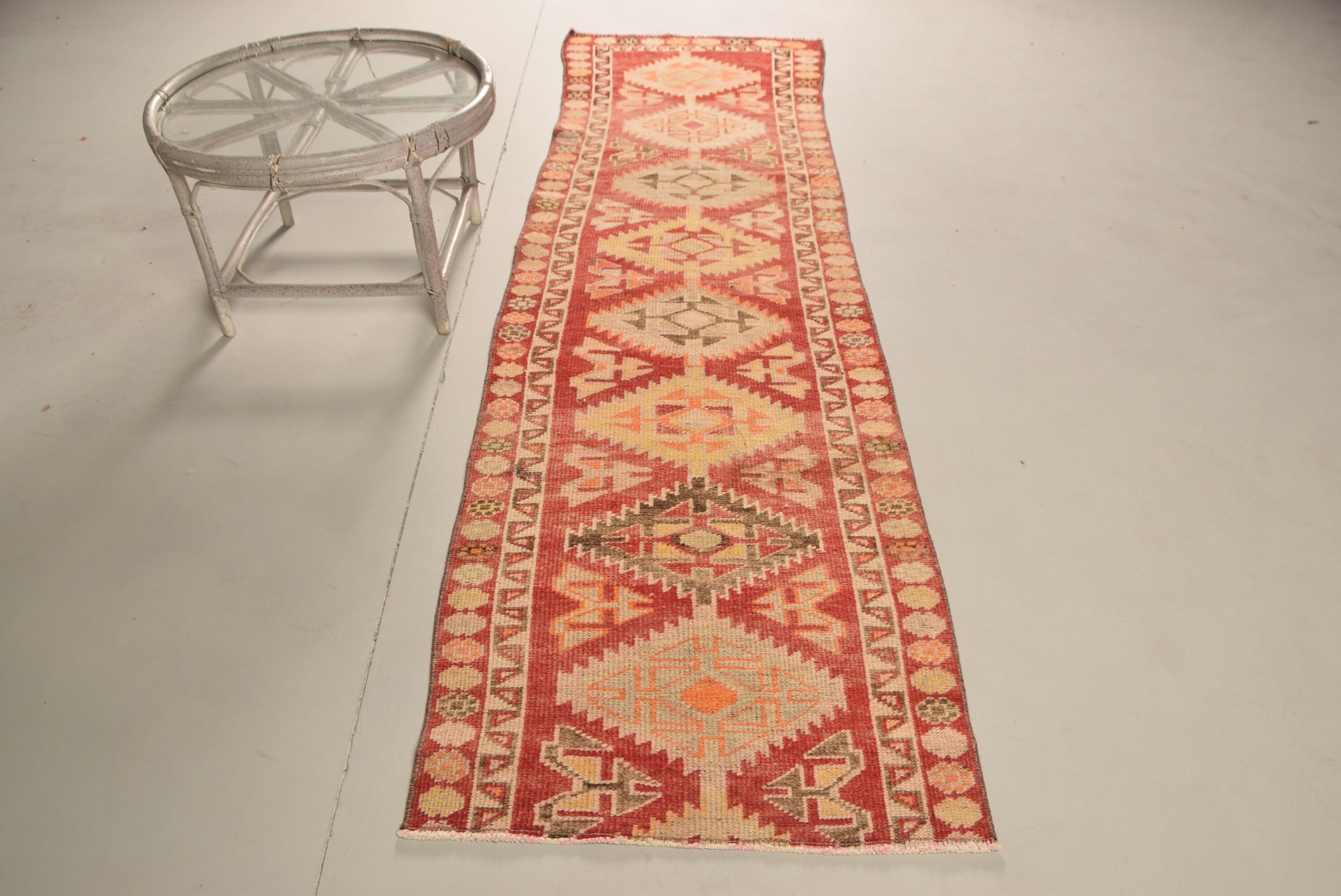 Rugs for Corridor, Designer Rug, Red  2.6x9.5 ft Runner Rugs, Antique Rug, Vintage Rug, Kitchen Rug, Turkish Rug, Bedroom Rugs