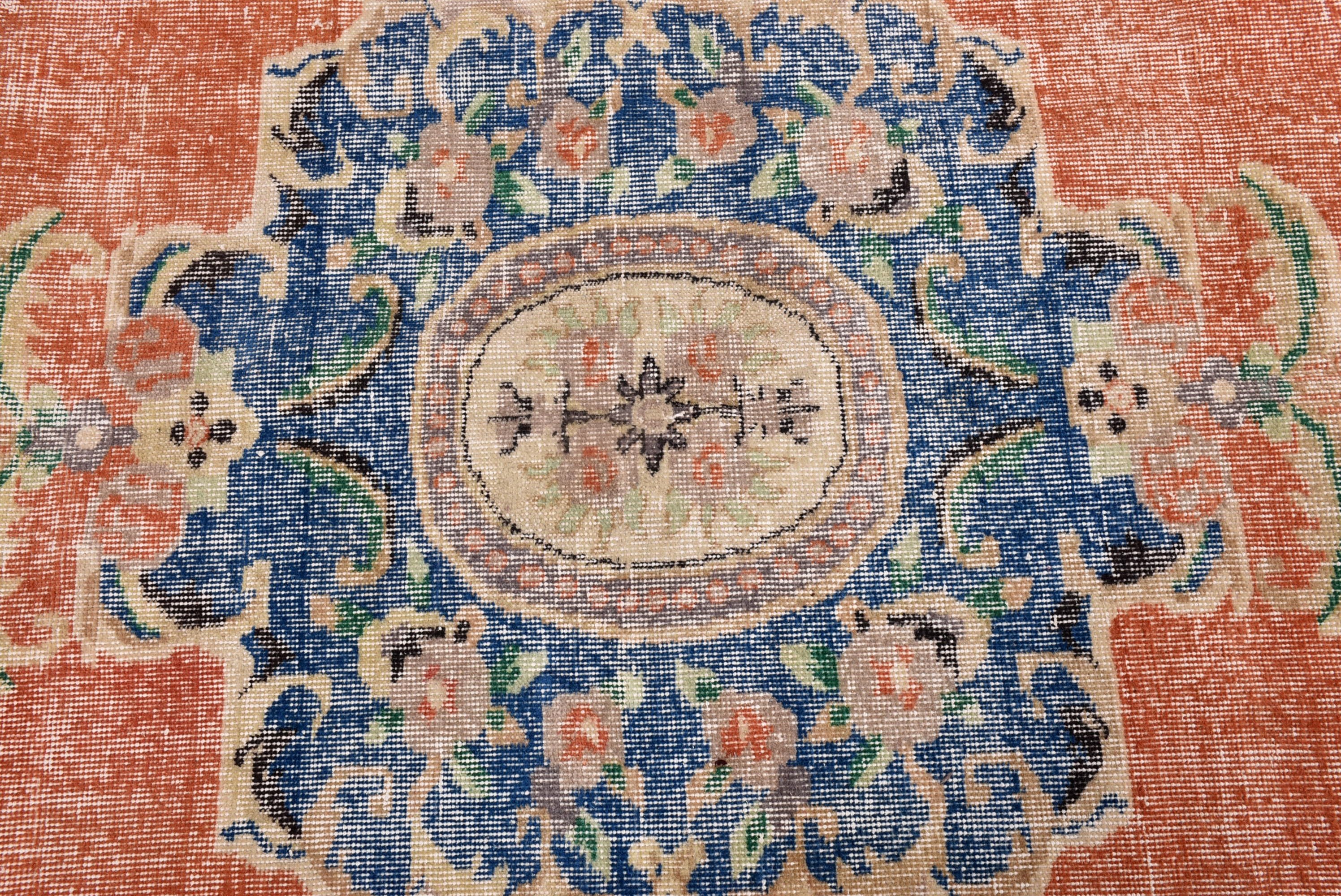 Turuncu Yün Halı, Büyük Vintage Halılar, Türk Halısı, Ev Dekor Halıları, 6.3x9.9 ft Büyük Halılar, Antika Halı, Boho Halılar, Vintage Halı, Yatak Odası Halıları