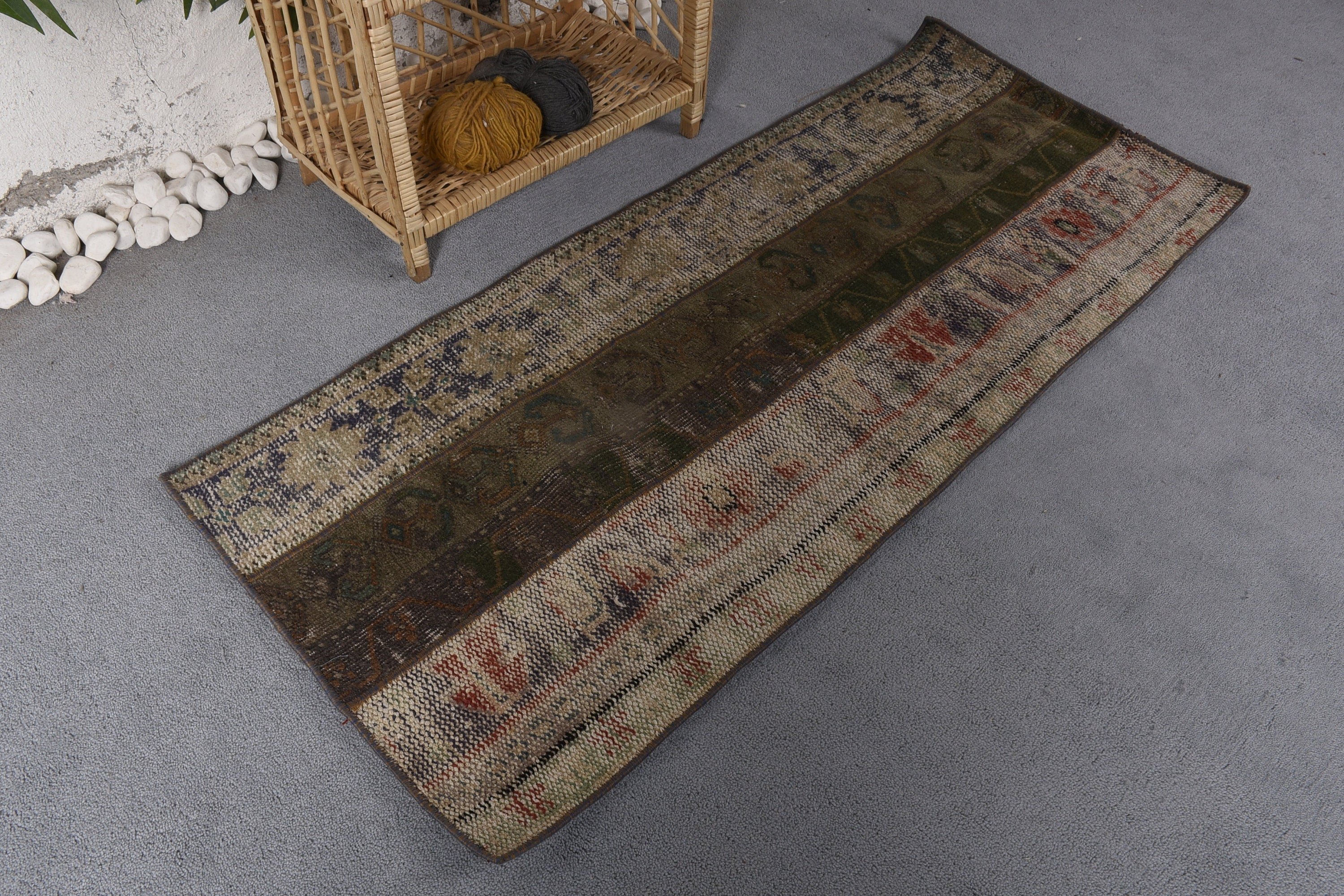 Anatolian Rug, Turkish Rug, Bedroom Rugs, Wedding Rugs, Car Mat Rug, Nursery Rug, 1.9x4.4 ft Small Rug, Green Home Decor Rugs, Vintage Rugs