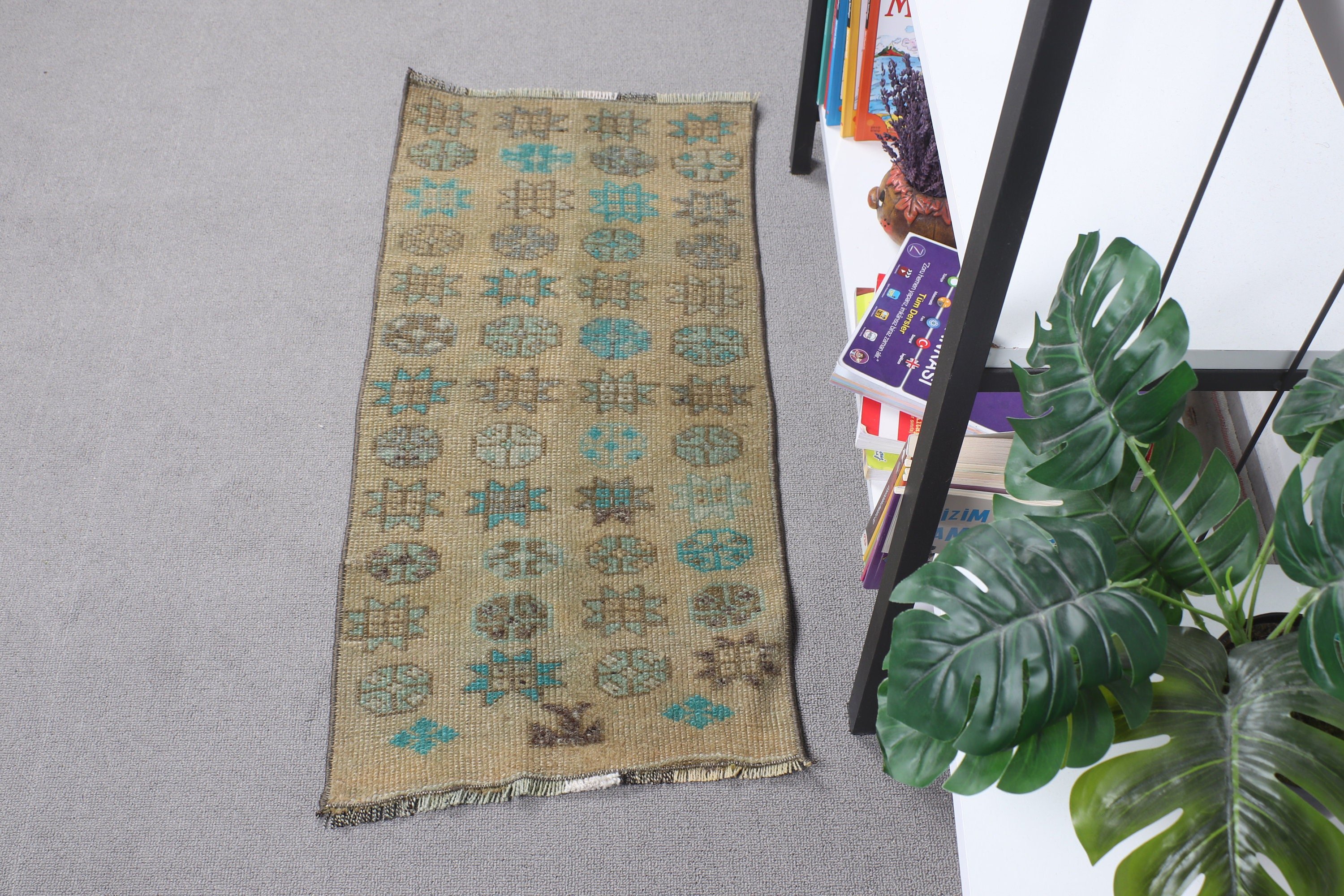 Turkish Rugs, Moroccan Rugs, Vintage Rugs, Kitchen Rug, Antique Rugs, Pastel Rugs, Green Floor Rug, Wall Hanging Rugs, 1.3x2.8 ft Small Rug