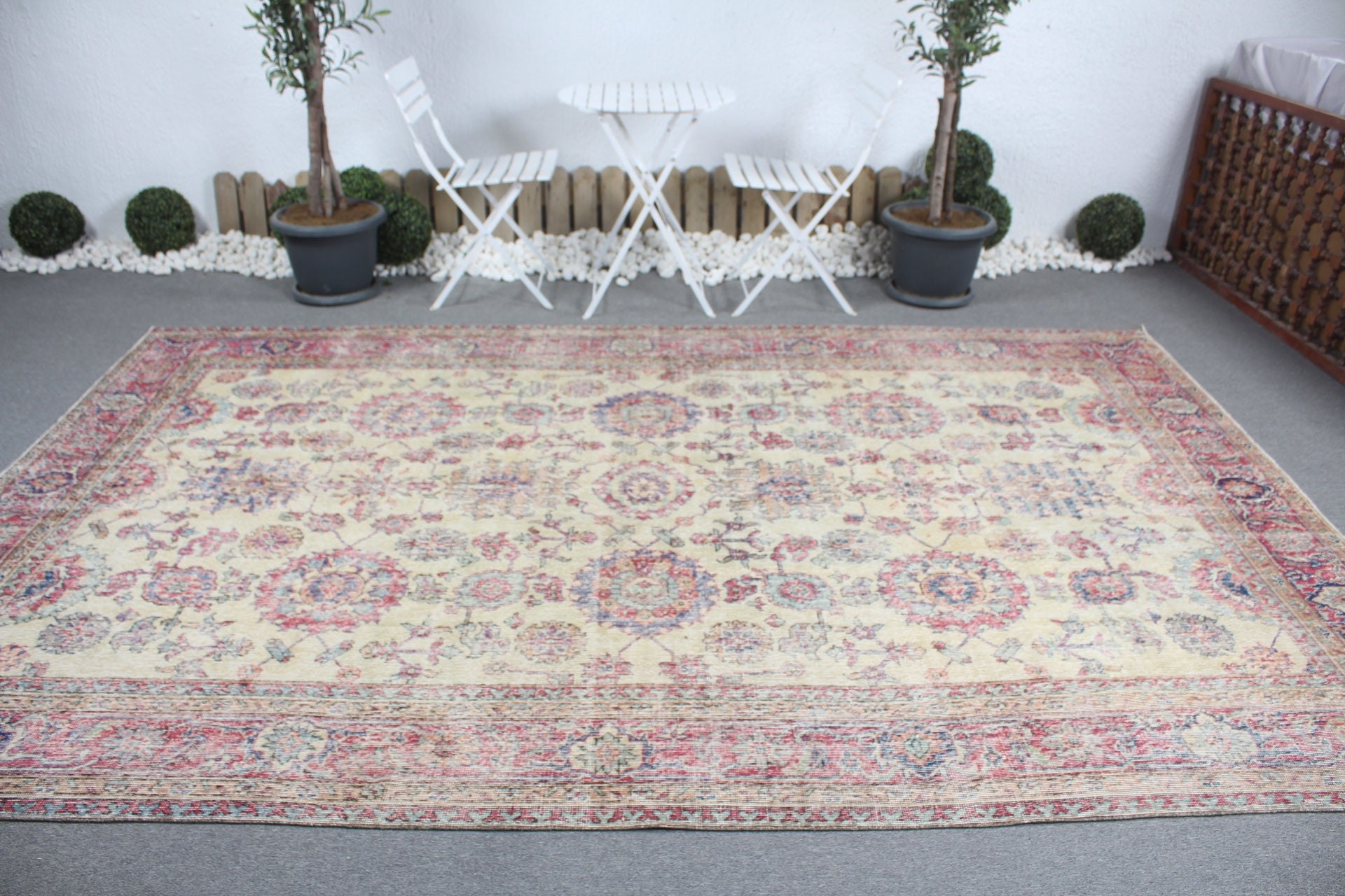 Turkish Rugs, Antique Rugs, Beige Floor Rugs, Saloon Rug, Vintage Rugs, Art Rug, 7.2x11.1 ft Oversize Rug, Anatolian Rug, Dining Room Rugs