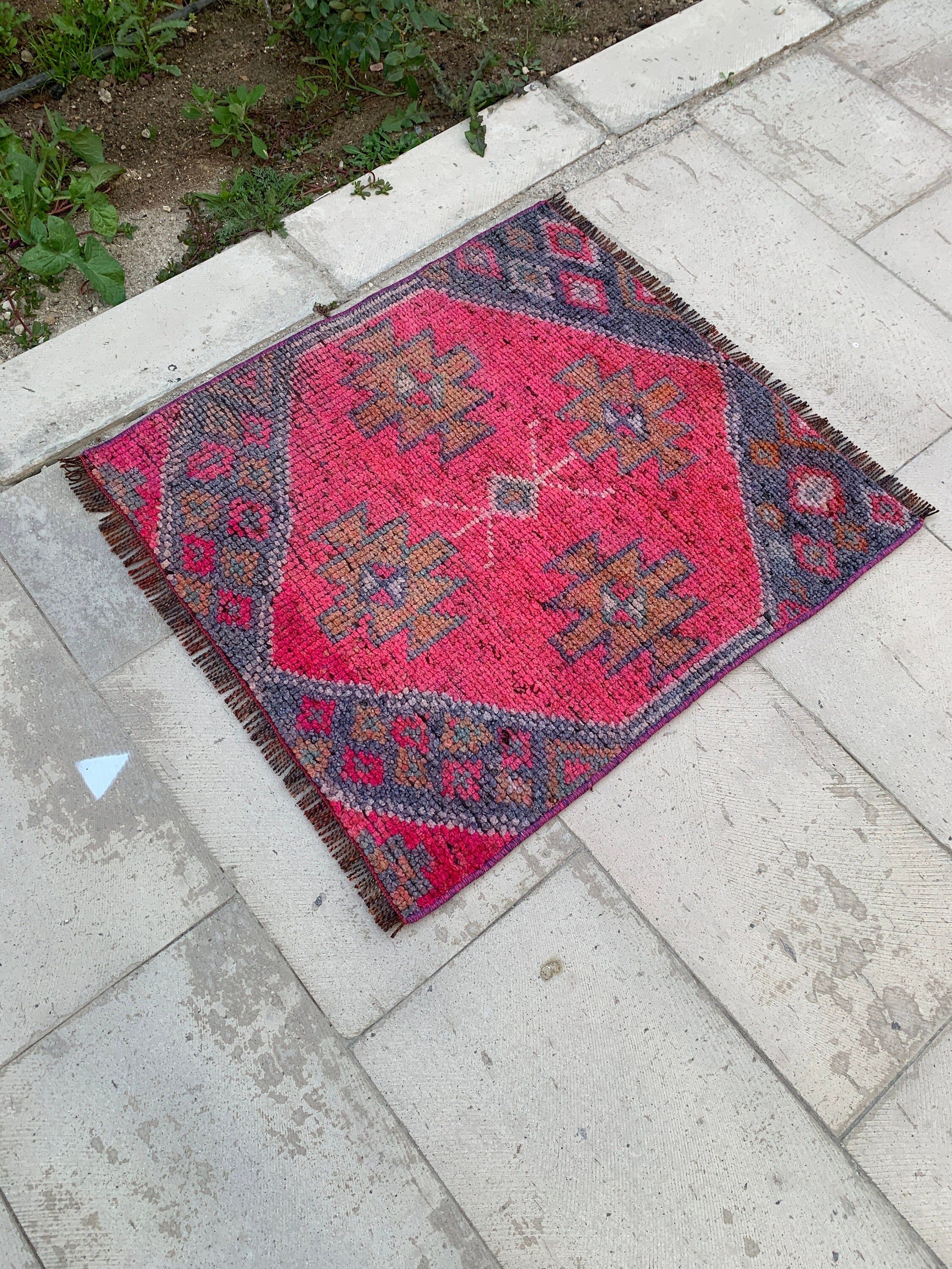 Oryantal Halı, Paspas Halısı, Türk Halısı, Vintage Halı, Pembe Oryantal Halılar, Giriş Halısı, Banyo Halıları, 2,3x2,7 ft Küçük Halılar, Antika Halı