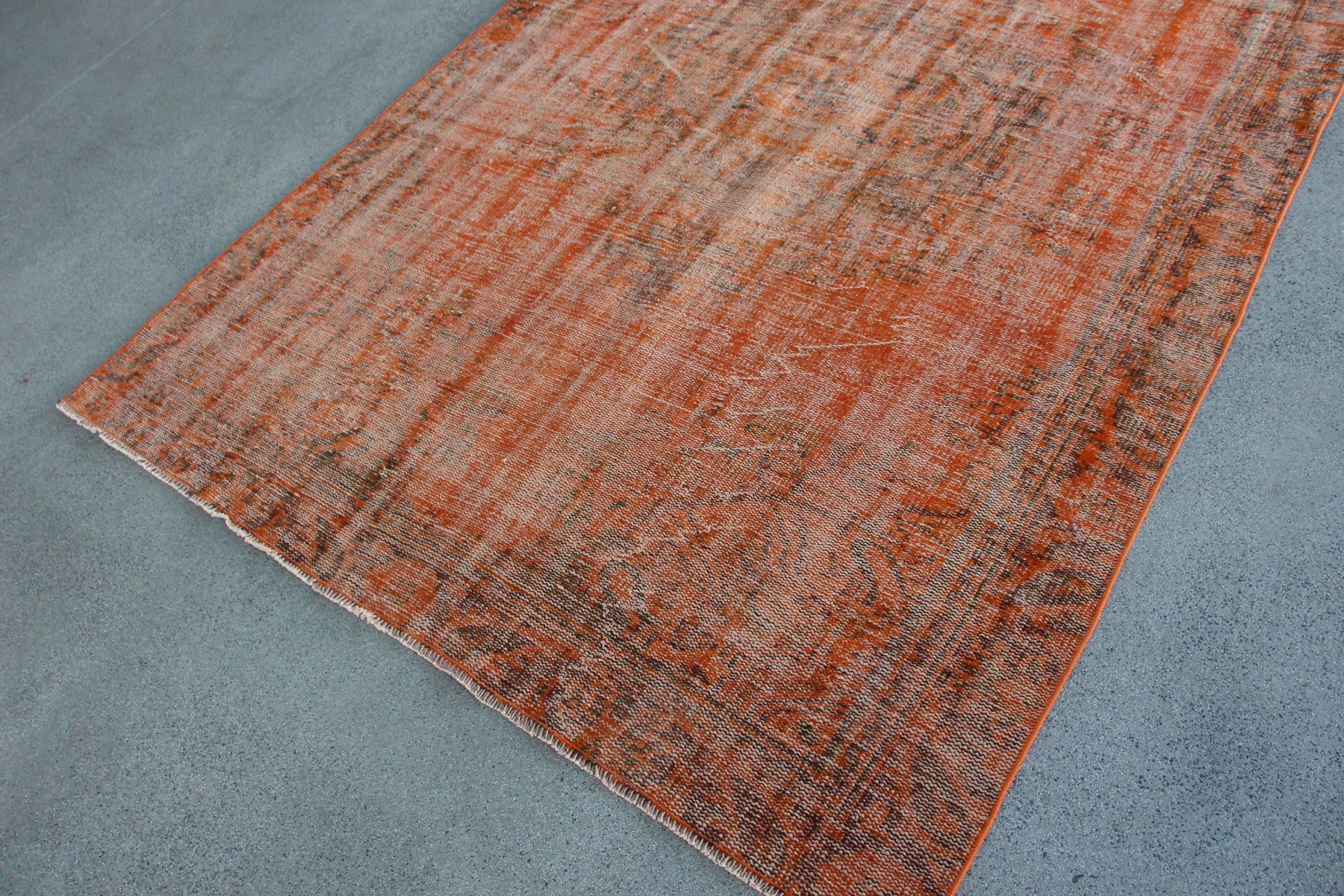 5.5x8.2 ft Large Rug, Rugs for Bedroom, Vintage Rug, Boho Rug, Bedroom Rug, Living Room Rug, Oushak Rug, Orange Anatolian Rugs, Turkish Rug