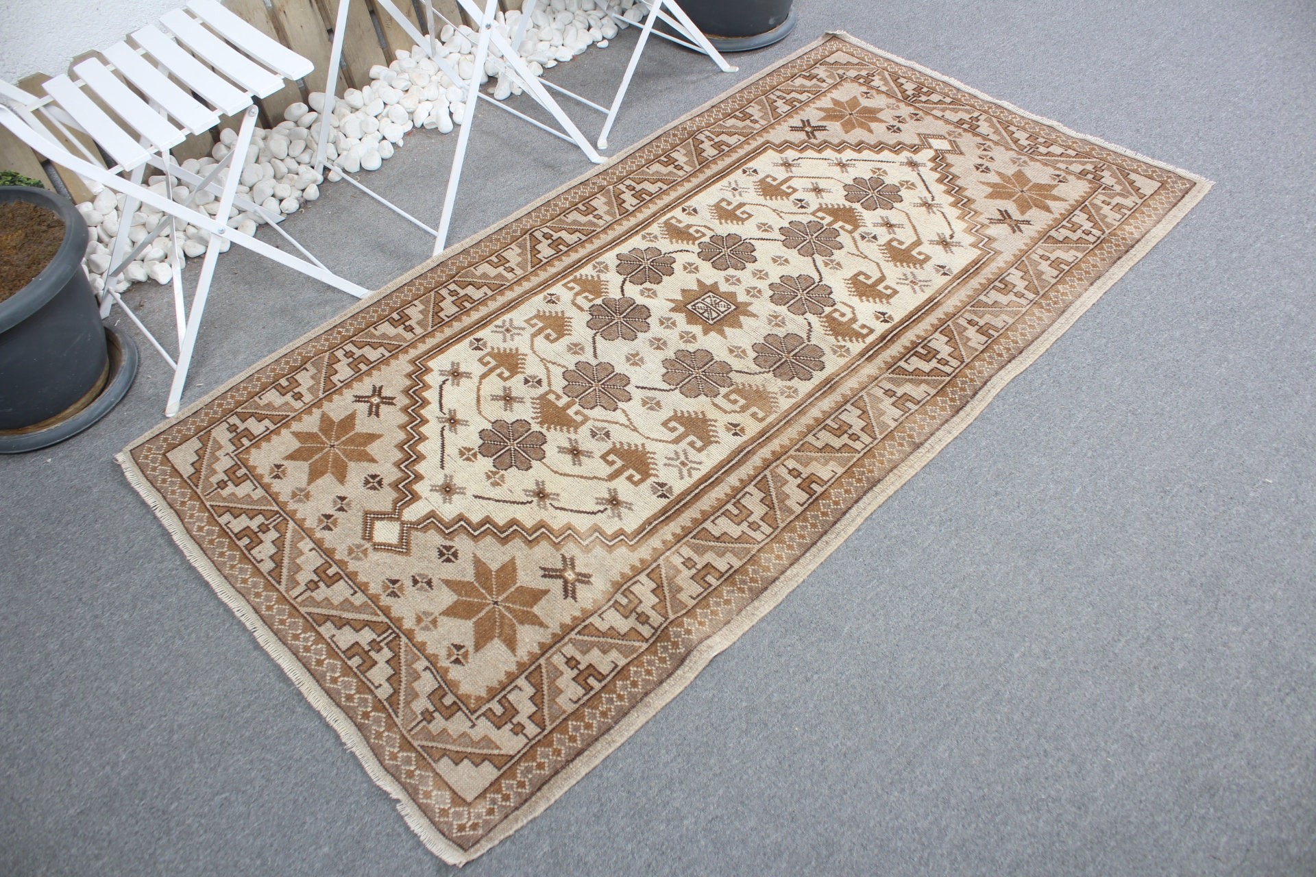 Yatak Odası Halıları, Vintage Halılar, Bej Soğuk Halı, Oushak Halı, 3,3x6,1 ft Accent Halı, Çocuk Odası Halıları, Çocuk Odası Halıları, Türk Halısı, Mutfak Halıları