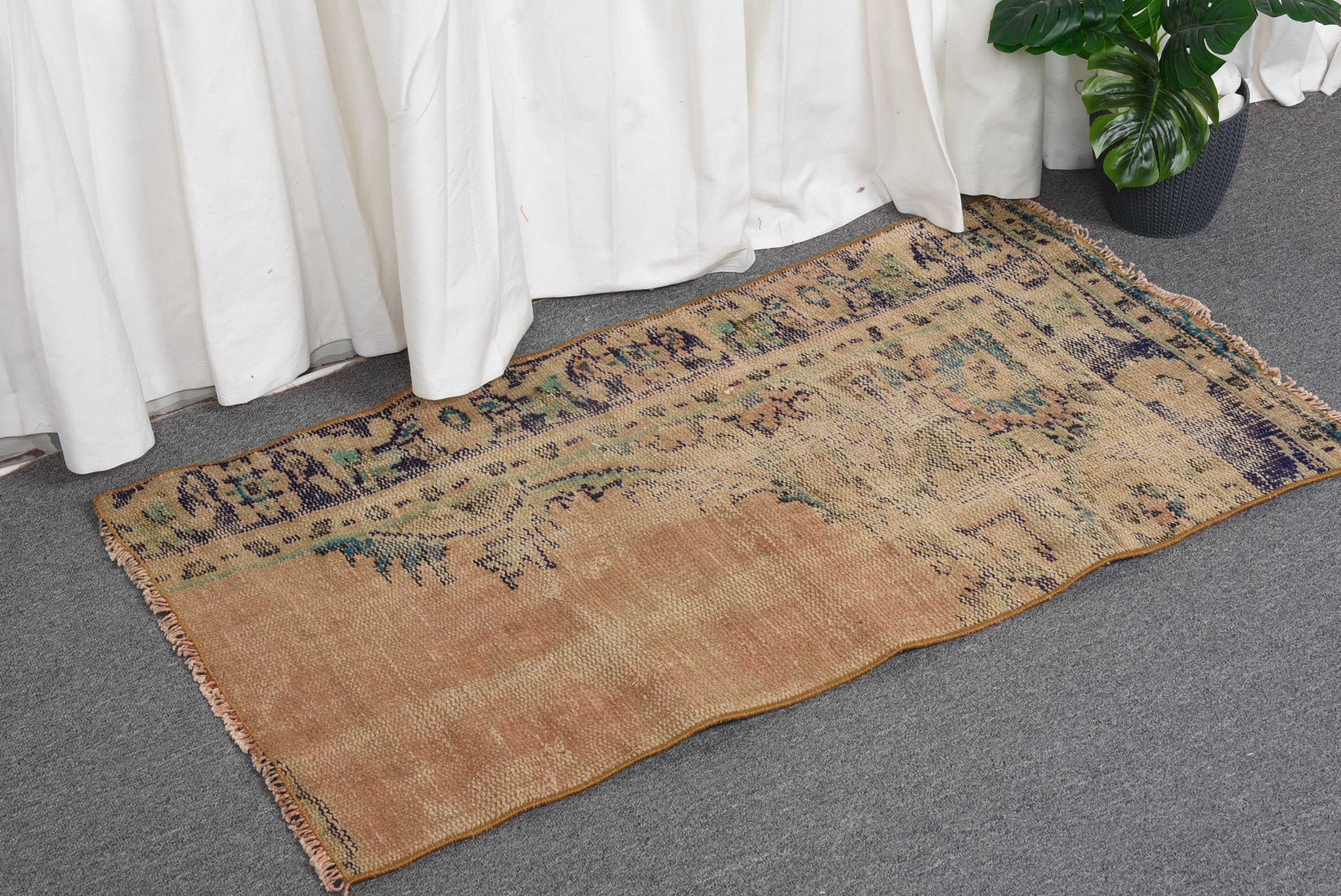 Antique Rug, Brown Anatolian Rug, 2x3.5 ft Small Rugs, Turkish Rug, Kitchen Rugs, Car Mat Rug, Rugs for Bath, Vintage Rug, Wool Rug