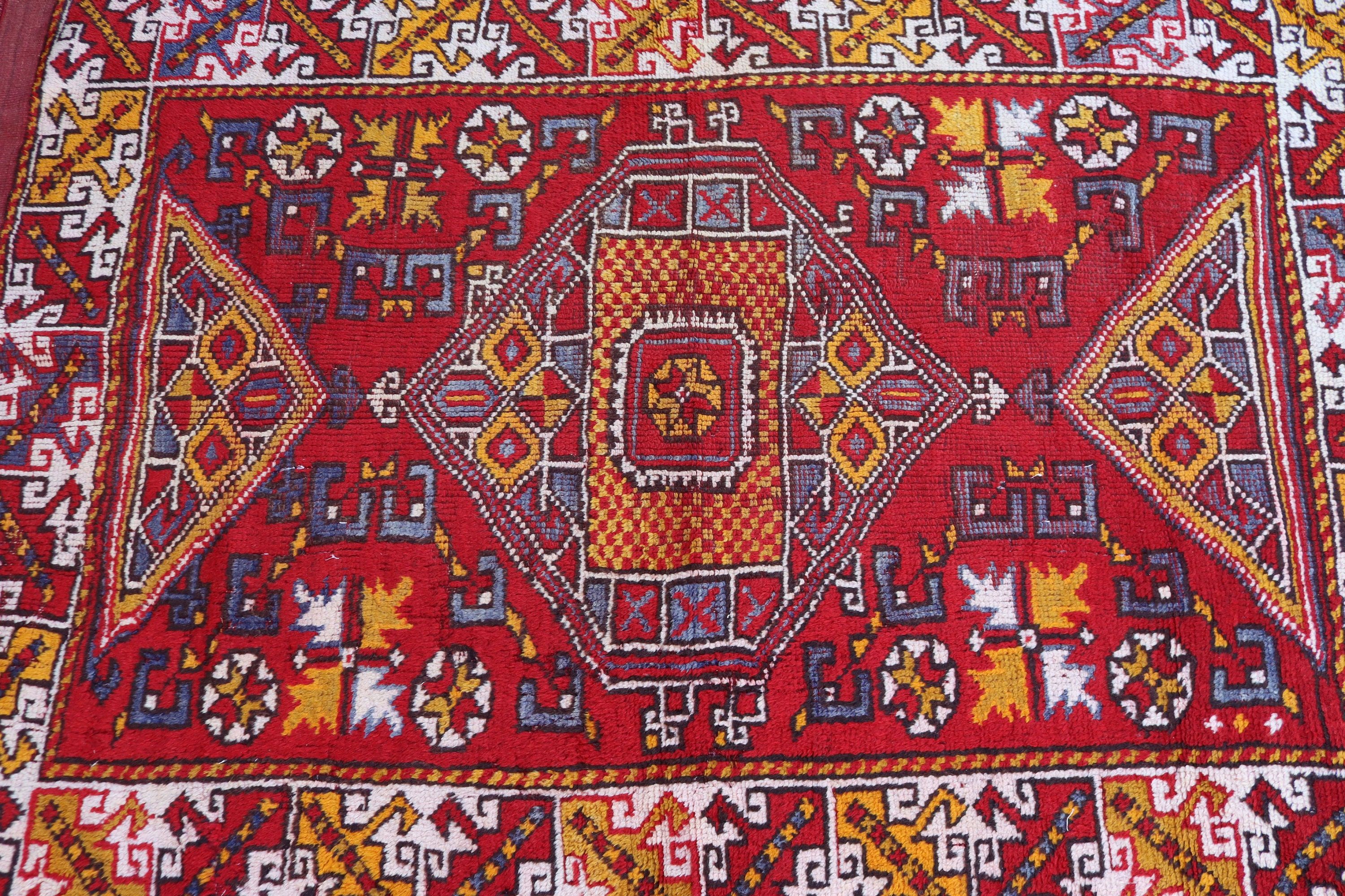 Vintage Rug, Nursery Rugs, Handwoven Rug, Oriental Rugs, Red Home Decor Rug, Entry Rug, Bohemian Rugs, 3.7x5.9 ft Accent Rugs, Turkish Rug