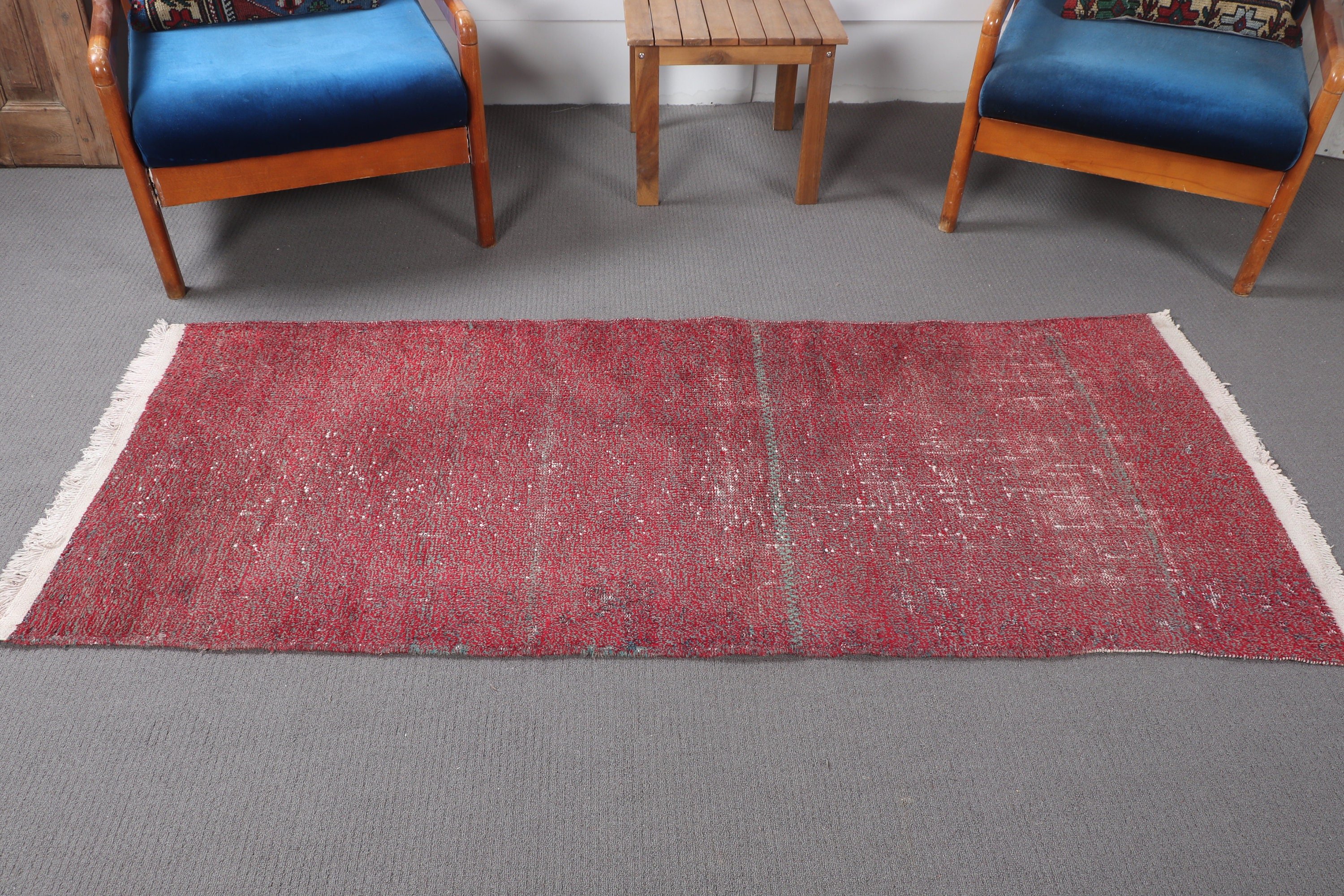 Kitchen Rug, Turkish Rug, Vintage Rug, Modern Rugs, 2.6x6.6 ft Runner Rugs, Hallway Rug, Wool Rugs, Red Floor Rug, Vintage Runner Rugs