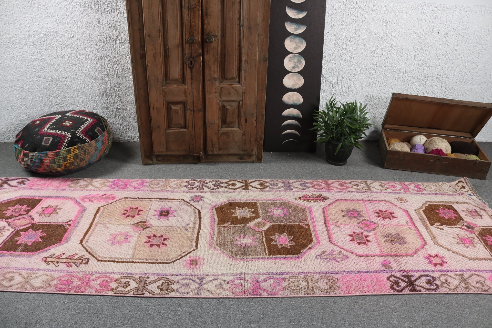 Düz Dokuma Halılar, 3.3x10.7 ft Runner Halı, Bej Modern Halılar, Türk Halısı, Geometrik Halı, Lüks Halı, Vintage Halı, Beni Ourain Runner Halısı