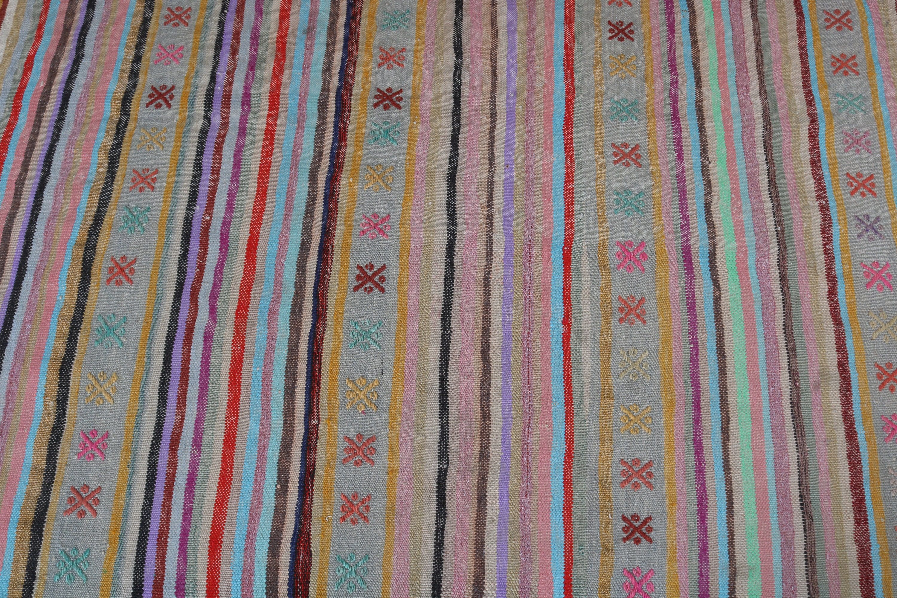 Rainbow Moroccan Rugs, Vintage Runner Rug, Vintage Rug, Kilim, 3.7x11.1 ft Runner Rugs, Turkish Rugs, Modern Rugs, Hallway Rug, Wool Rugs