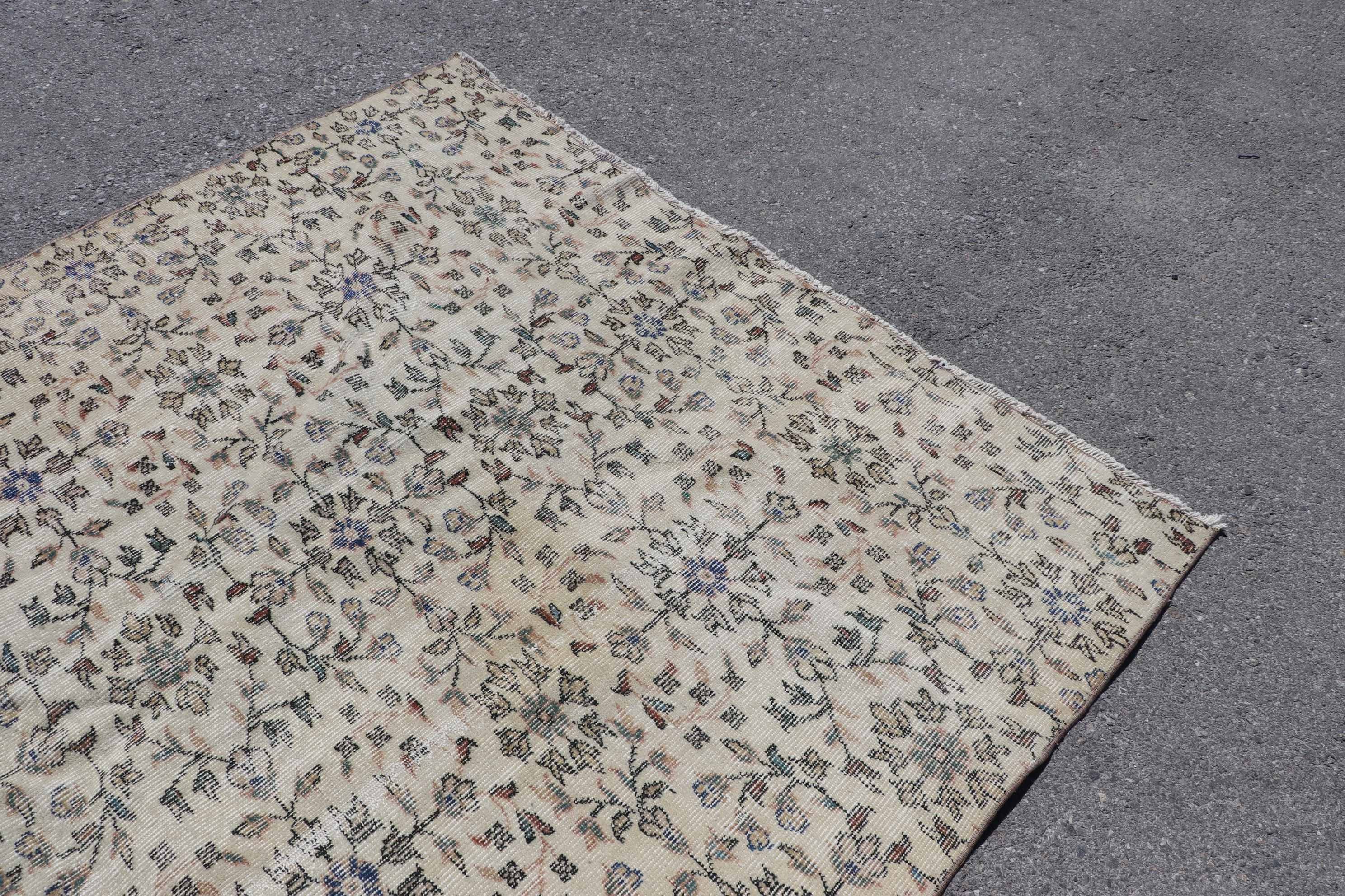 Aztec Rugs, Oriental Rugs, Dining Room Rugs, Vintage Rugs, Salon Rug, Turkish Rug, Oushak Rug, Beige Moroccan Rugs, 5.9x9.3 ft Large Rug