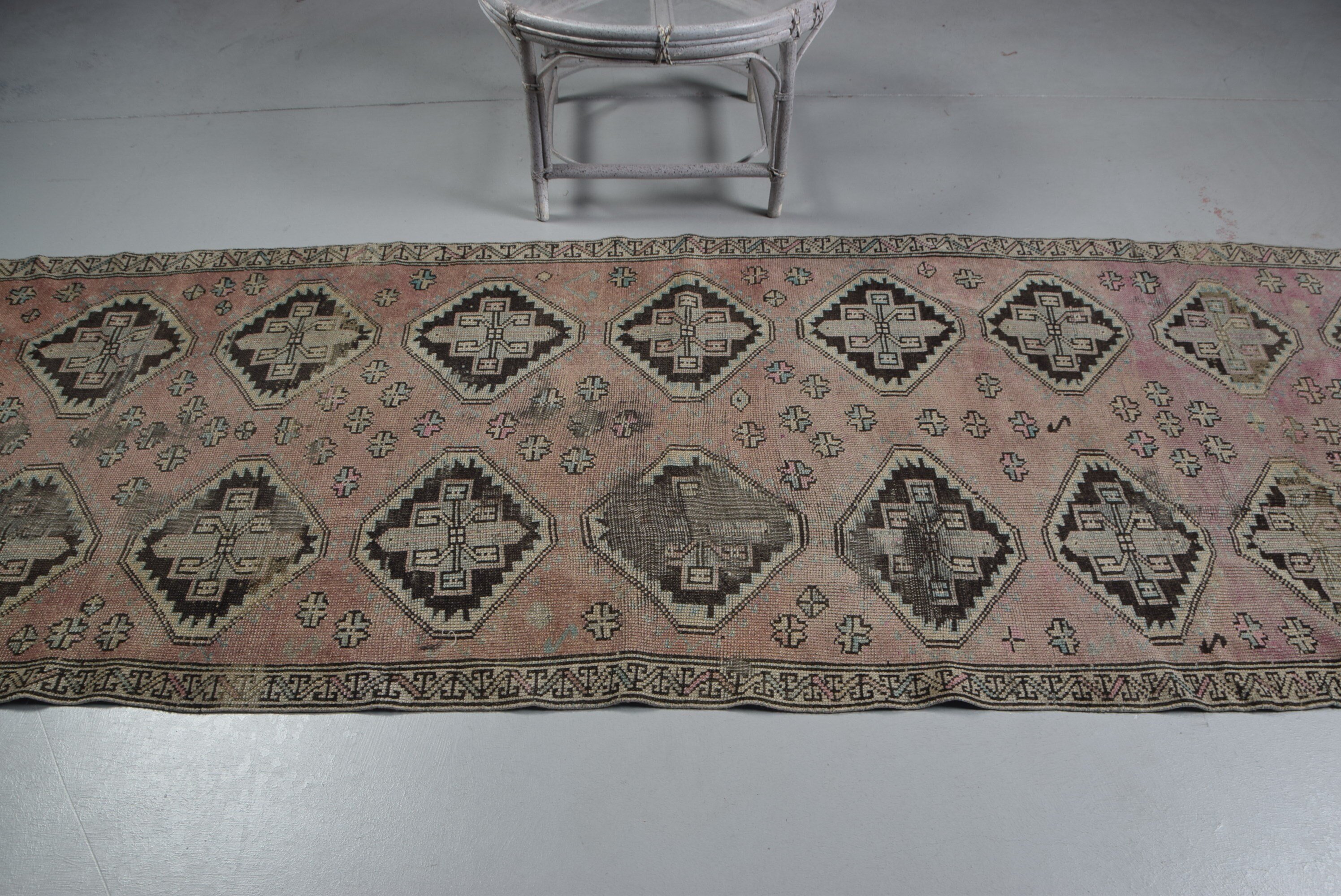 Oriental Rug, 3.4x10.4 ft Runner Rug, Vintage Rug, Old Rug, Hallway Rug, Anatolian Rugs, Turkish Rug, Rugs for Corridor, Red Home Decor Rug