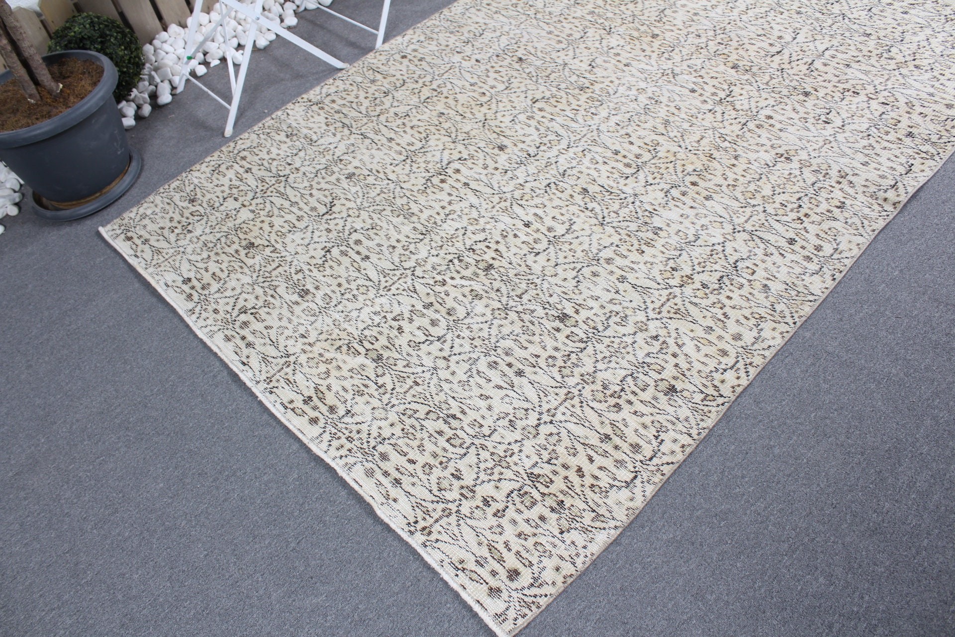 Bedroom Rug, Living Room Rug, Moroccan Rug, Vintage Rug, Turkish Rug, Oushak Rug, Beige Oushak Rug, Custom Rugs, 5x8.2 ft Large Rugs